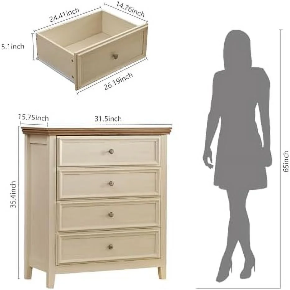 GEROBOOM Bedroom Dresser 6 Chest Drawer Dresser for Bedroom Large Capacity Nightstand Modern Wood Cabinet for Bedroom Living Room Closets Hallway (Beige)