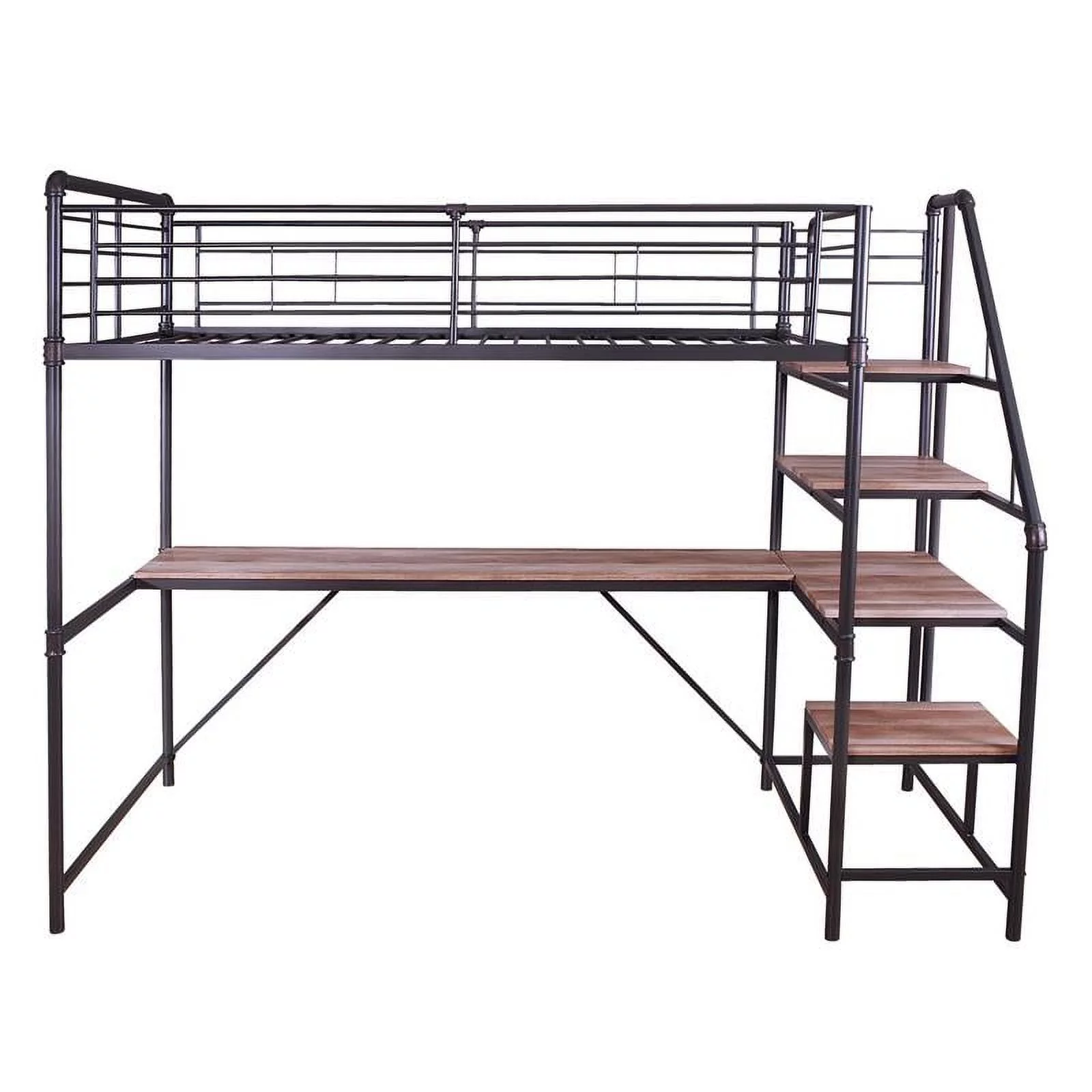 Furniture of America Pico Metal Twin Loft Bed with Workstation in Sand Black