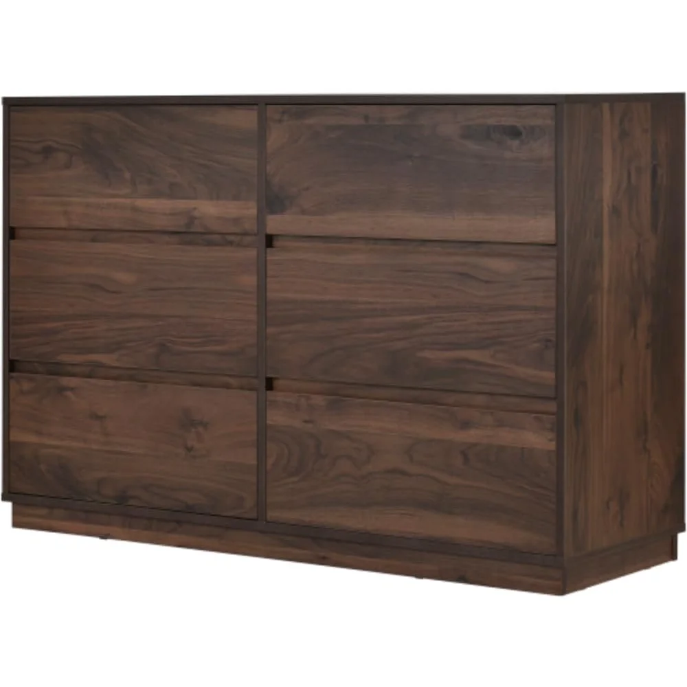 Medieval Modern 6-Drawer Dress, Dark Brown, Suitable for Storage Areas in Bedrooms, Kitchens, Living Rooms, and Restaurants