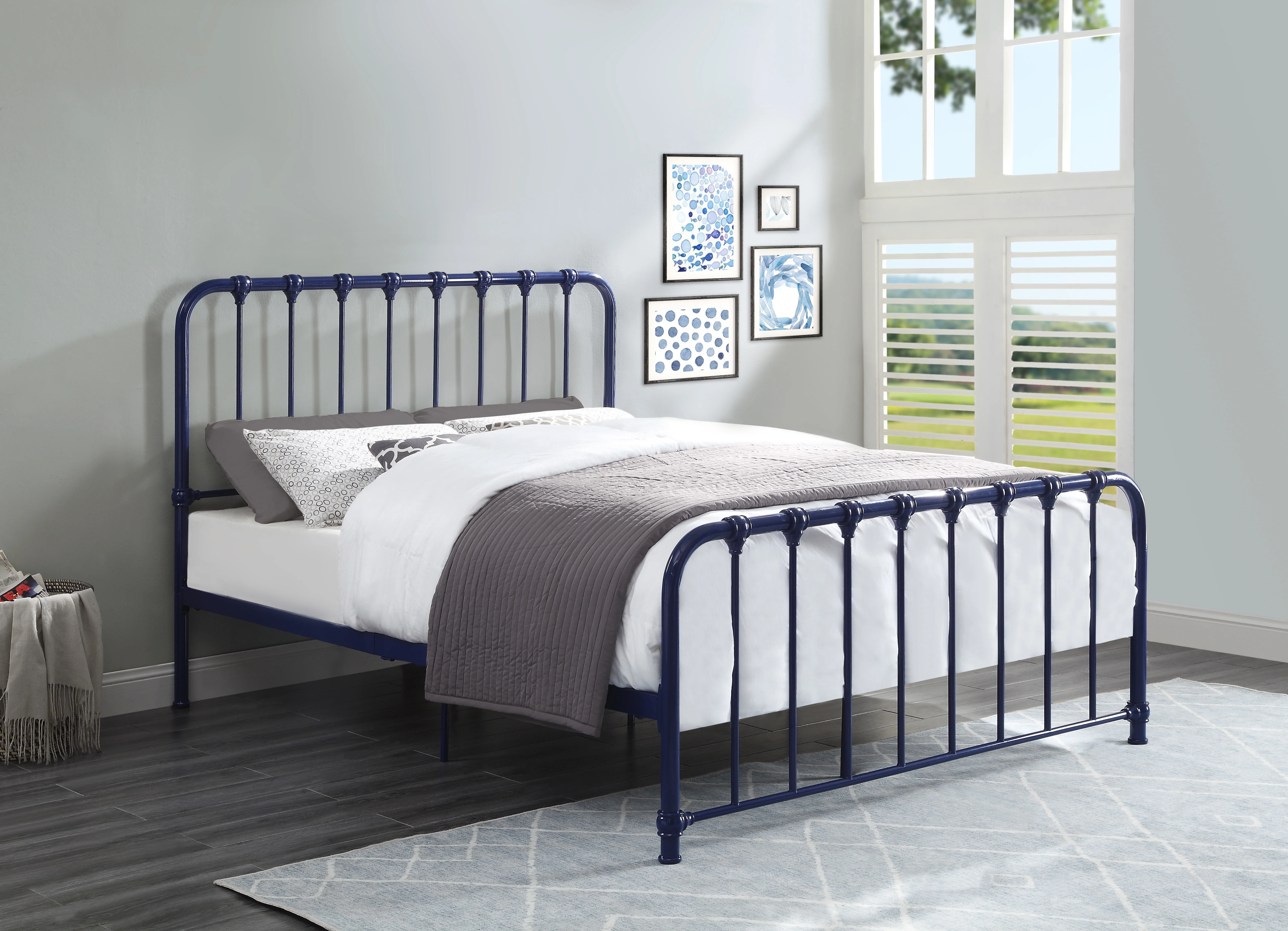 Bethany Metal Platform Bed, Queen, Blue