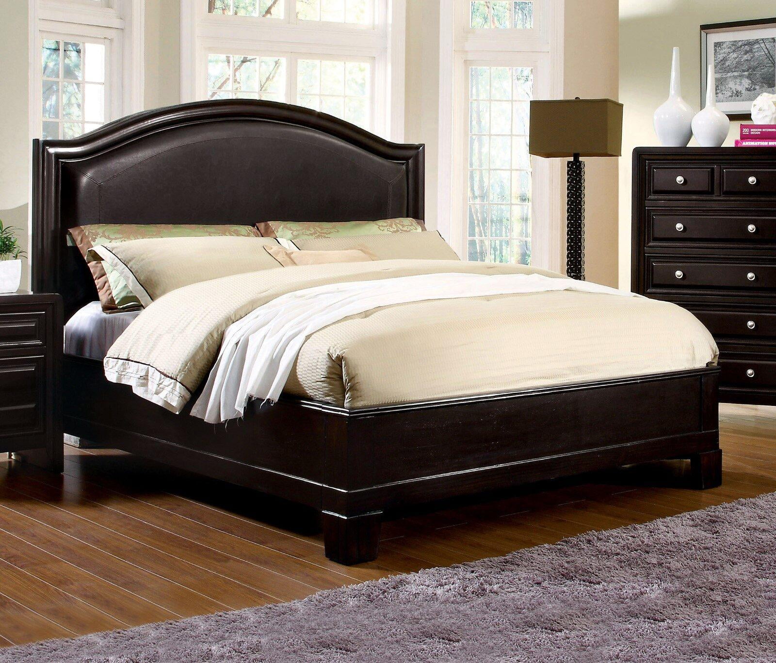 Transitional Espresso Solid Wood Queen Bedroom Set 5pcs FOA CM7058-Q Winsor