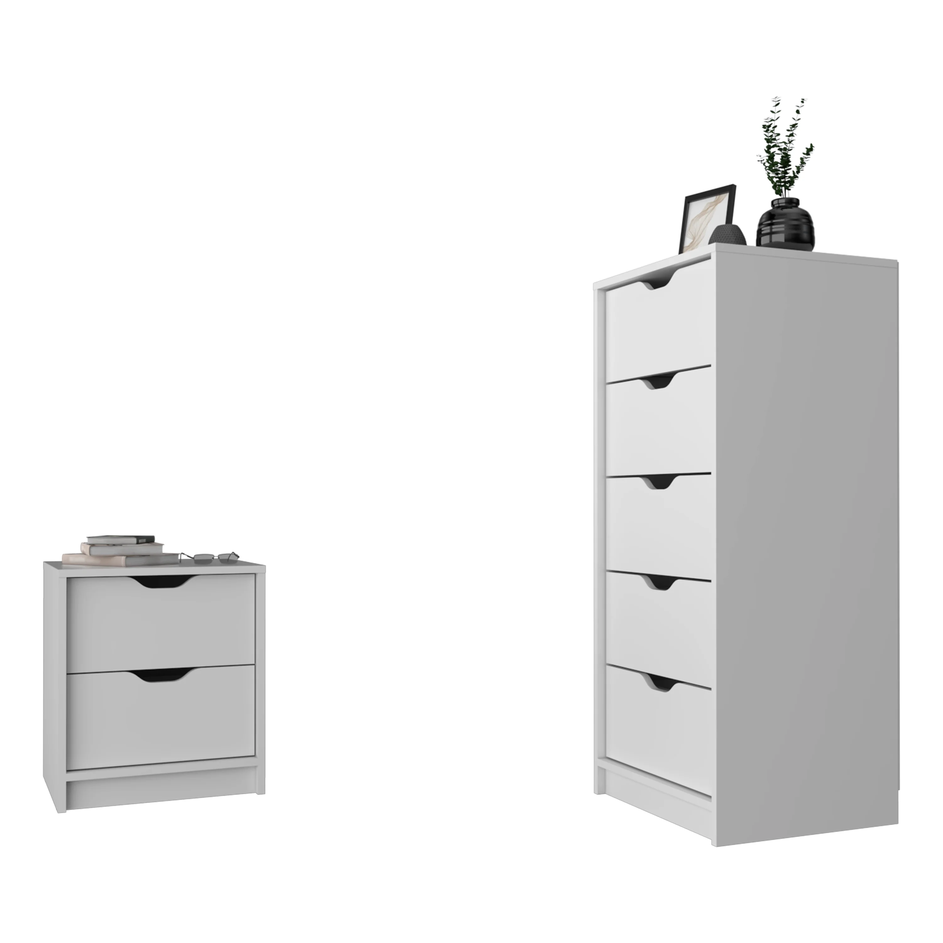 CoSoTower 2 Piece Bedroom Set, Nightstand + Dresser, White