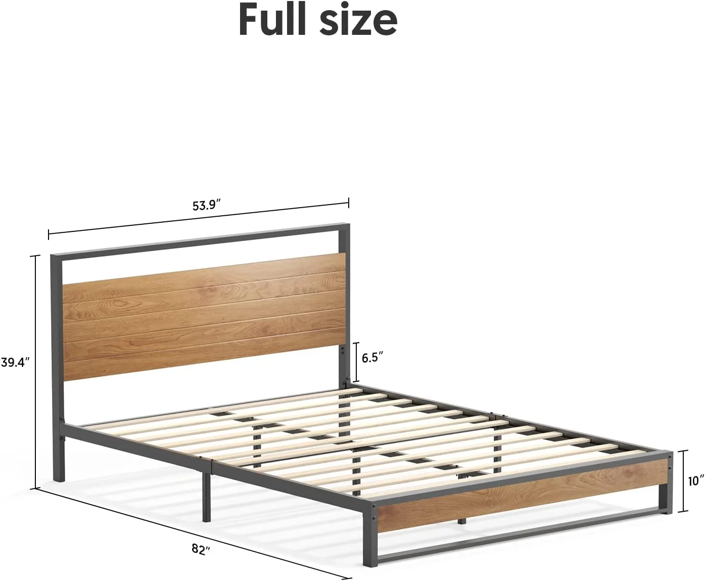 Metal Queen Size Platform Bed Frame with Wood Headboard/Footboard (Queen (U.S. Standard))