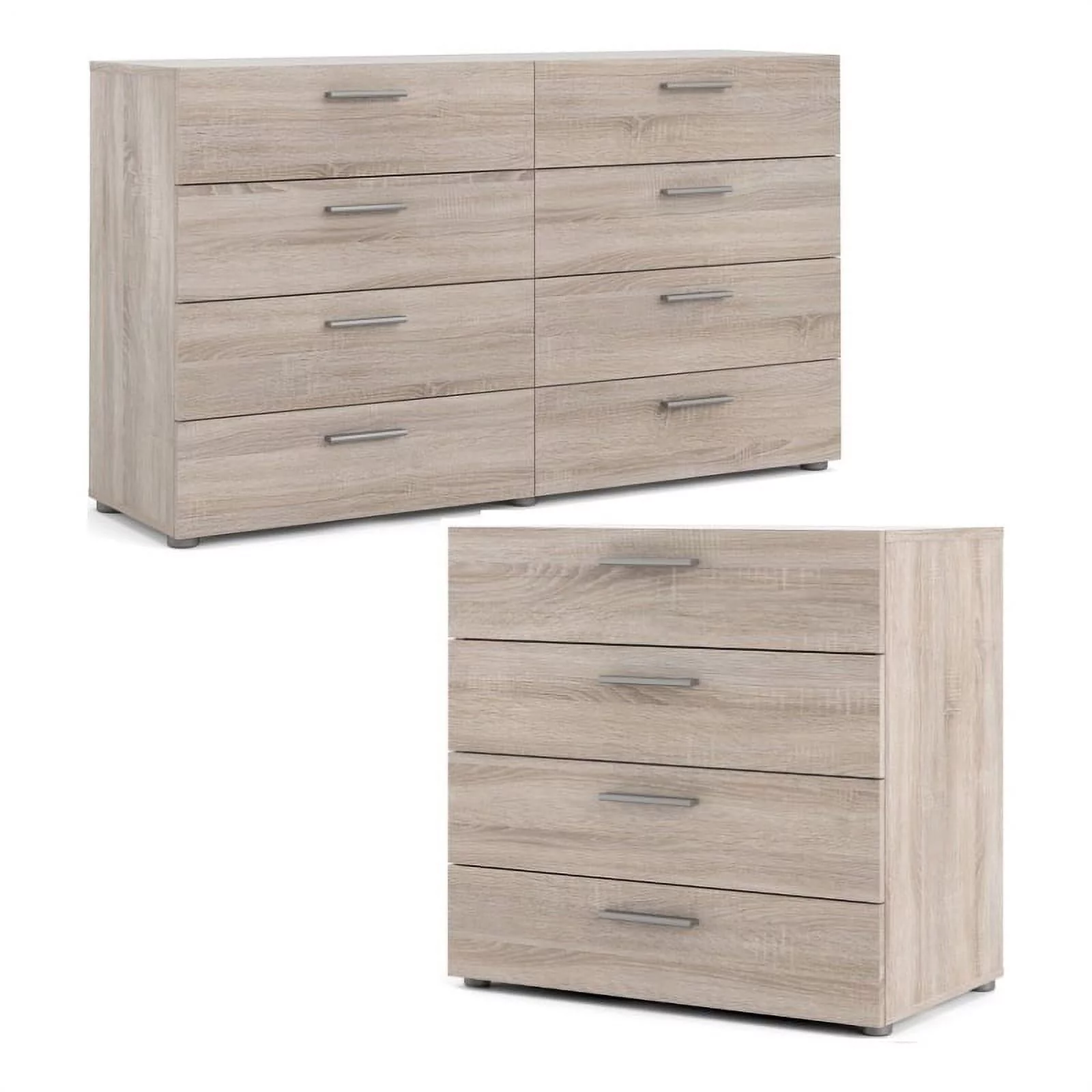 Home Square 2 Piece Bedroom Set with 8 Drawer Dresser and 4 Drawer Chest in Truffle