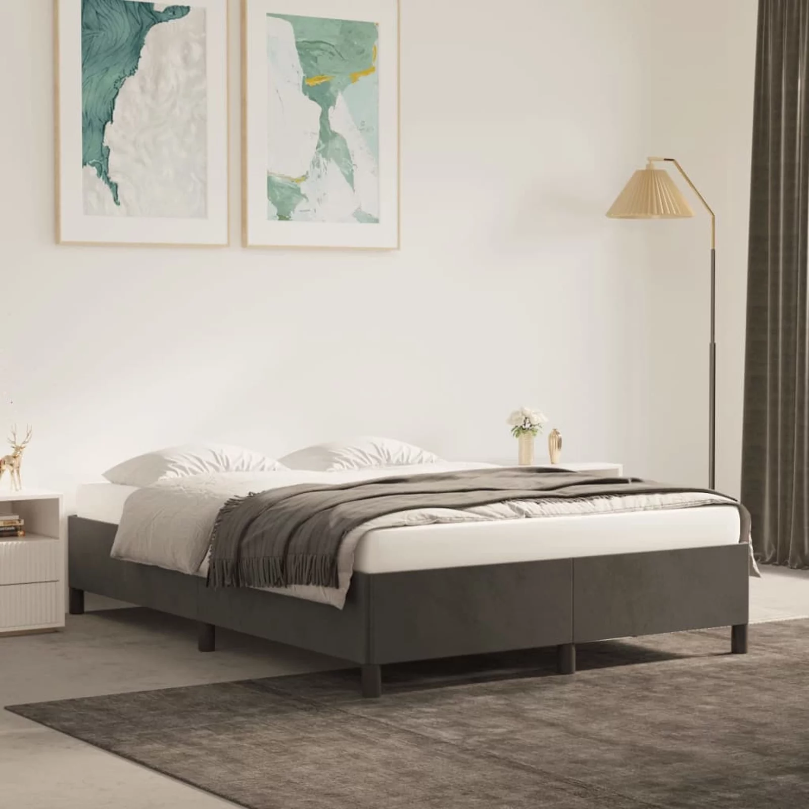 moobody Queen Size Bed Frame with Wooden Slat Support Velvet Platform Bed Frame for Bedroom, Home Furniture 81.1 x 61 x 13.8 Inches (L x W x H)