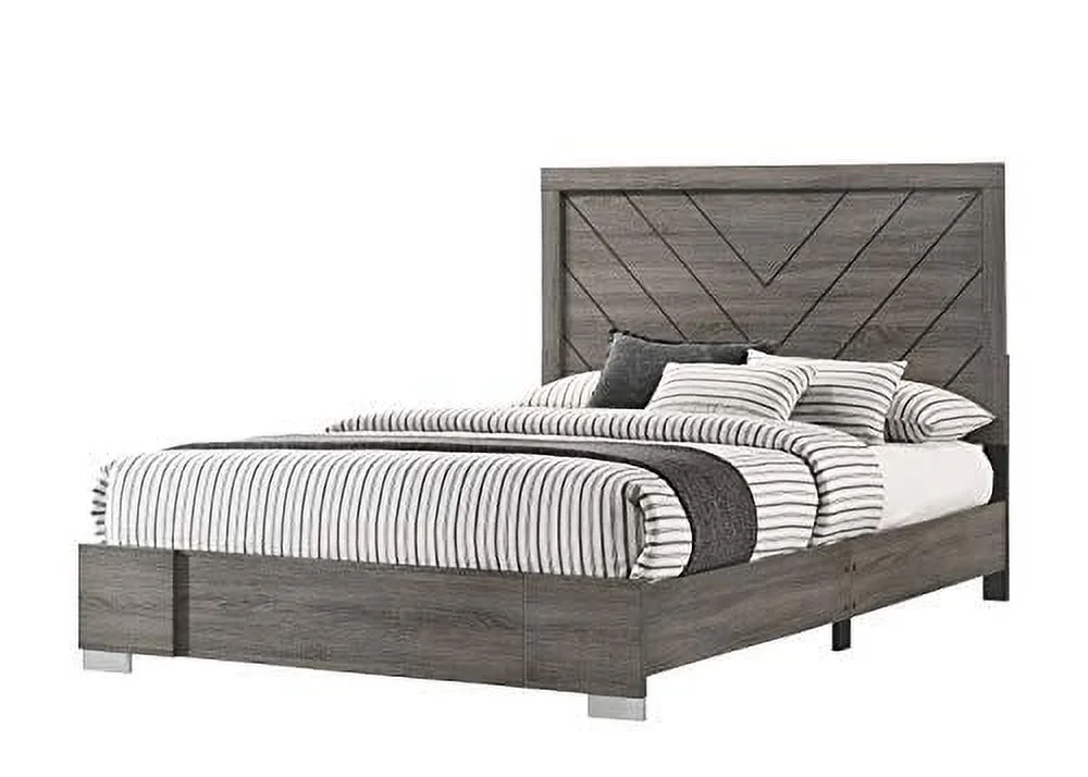 Kings Brand Furniture Lorain 6-Piece King Size Gray Bedroom Set. Bed, Dresser, Mirror, Chest & 2 Nightstands