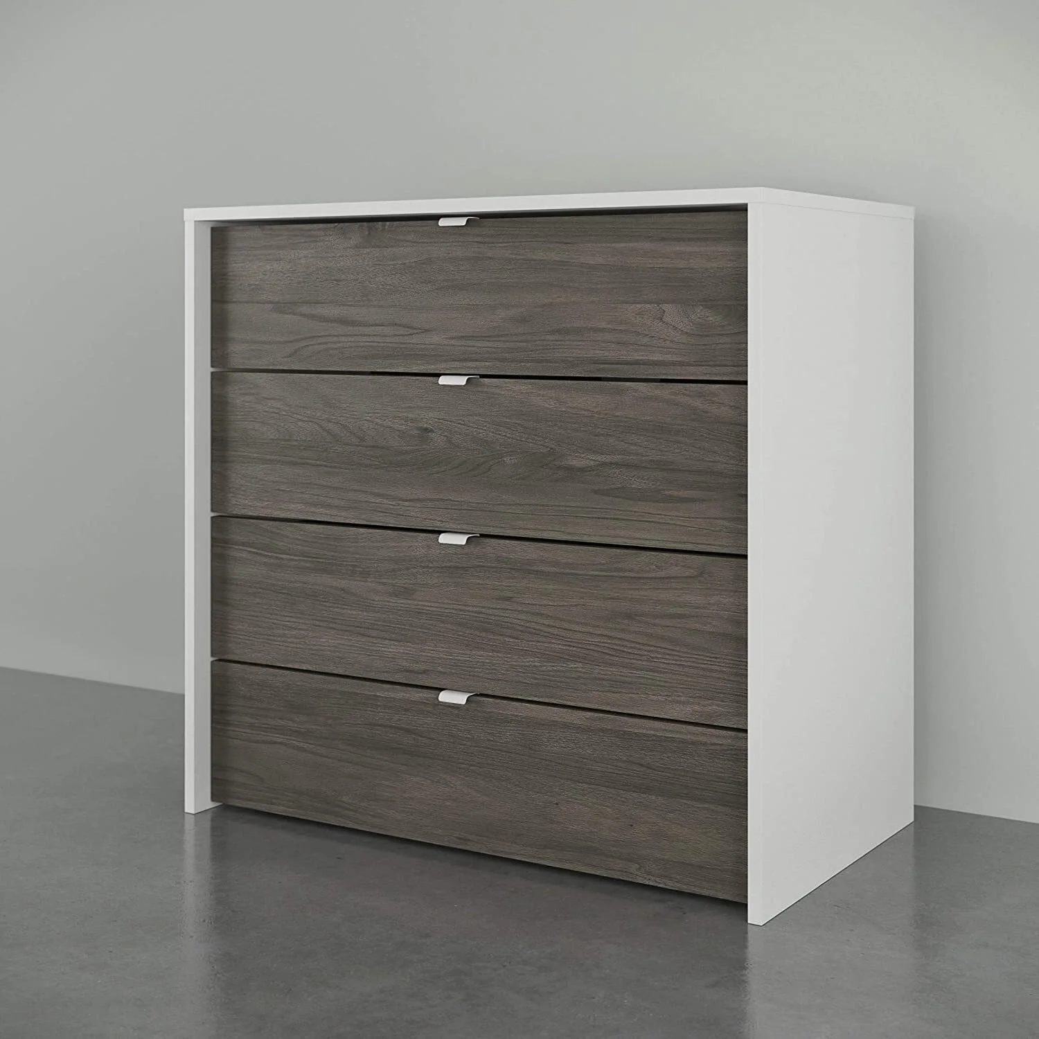 Homestock City Chic 212448 4-Drawer Chest, White and Bark Grey