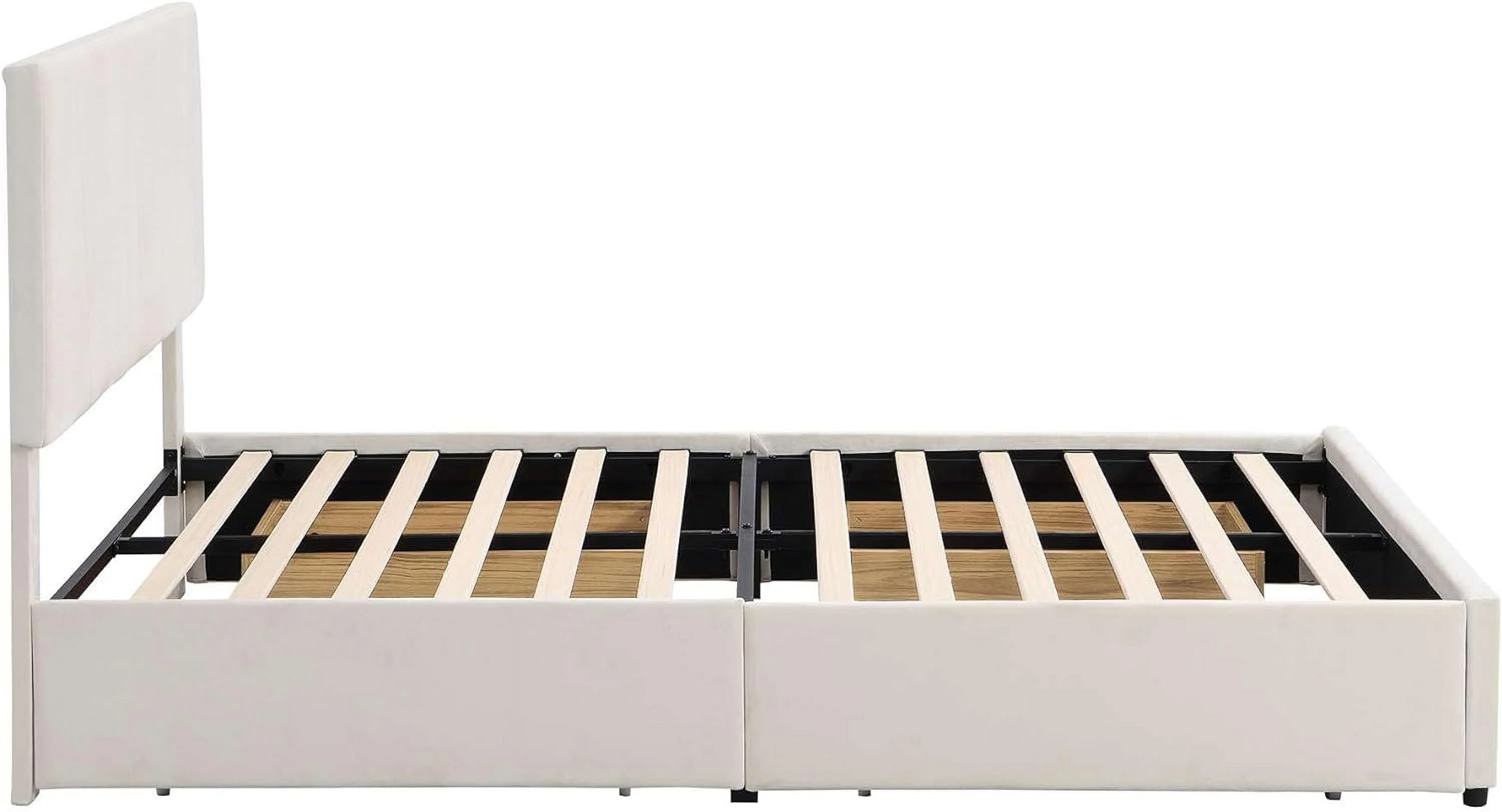 Queen Size Platform Bed with Adjustable Headboard and Four Drawers on Two Sides for Convenient Storage,Upholstery