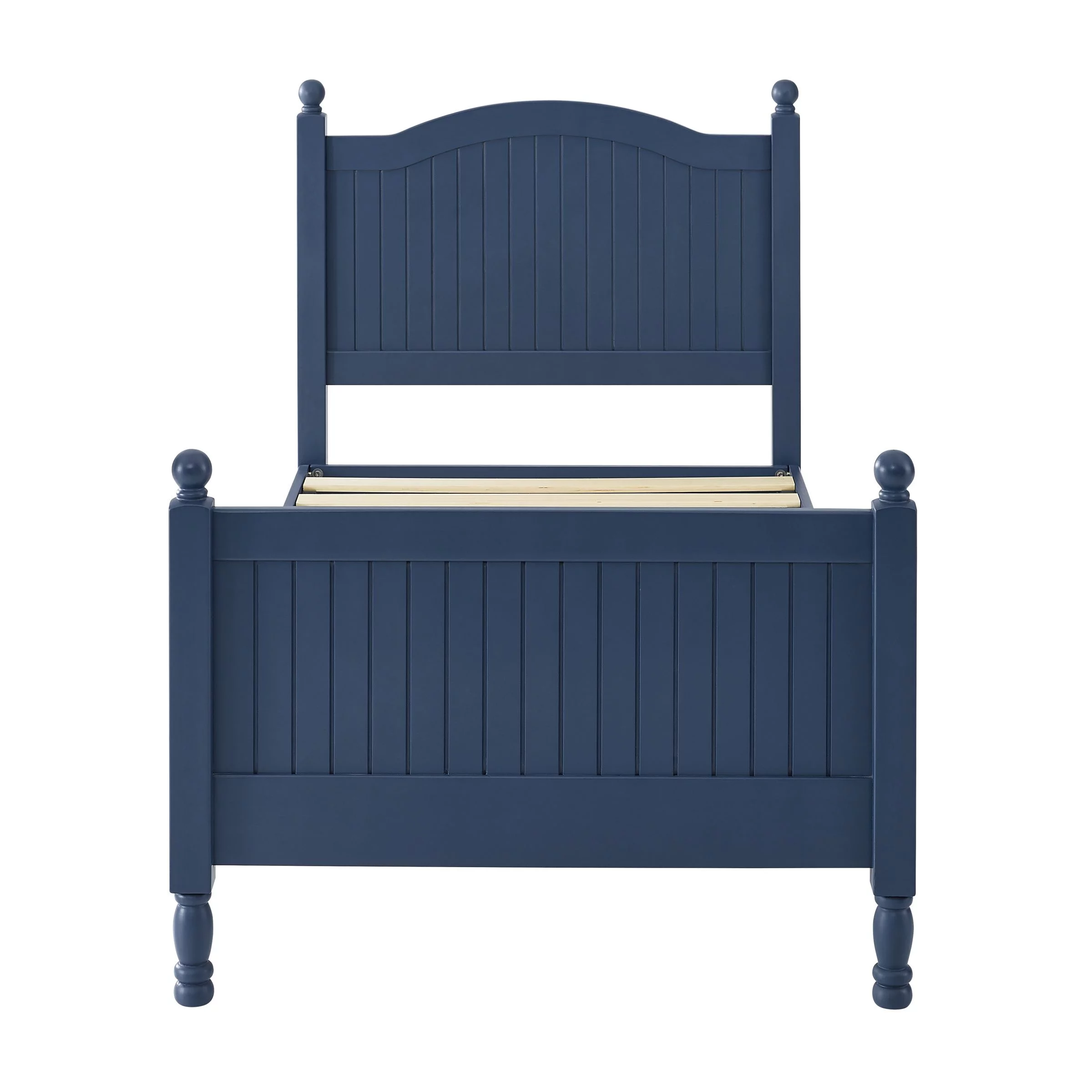 BIKAHOM Riley Twin Bed Frame, 11.5 inch Solid Wood Pine Bed Frame with Headboard & Footboard, Wood Slat Support, No Box Spring Needed, Easy Assembly Bedroom Furniture, Dark Blue Finish
