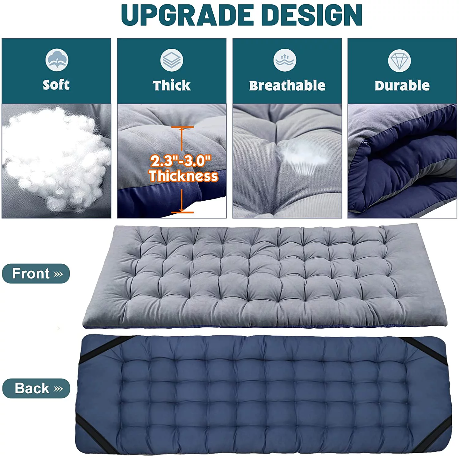 MOPHOTO Camping Cot for Adults, Portable Folding Bed with Noble Pearl Mattress & Carry Bag, Double Layer Oxford Rollaway Guest Bed