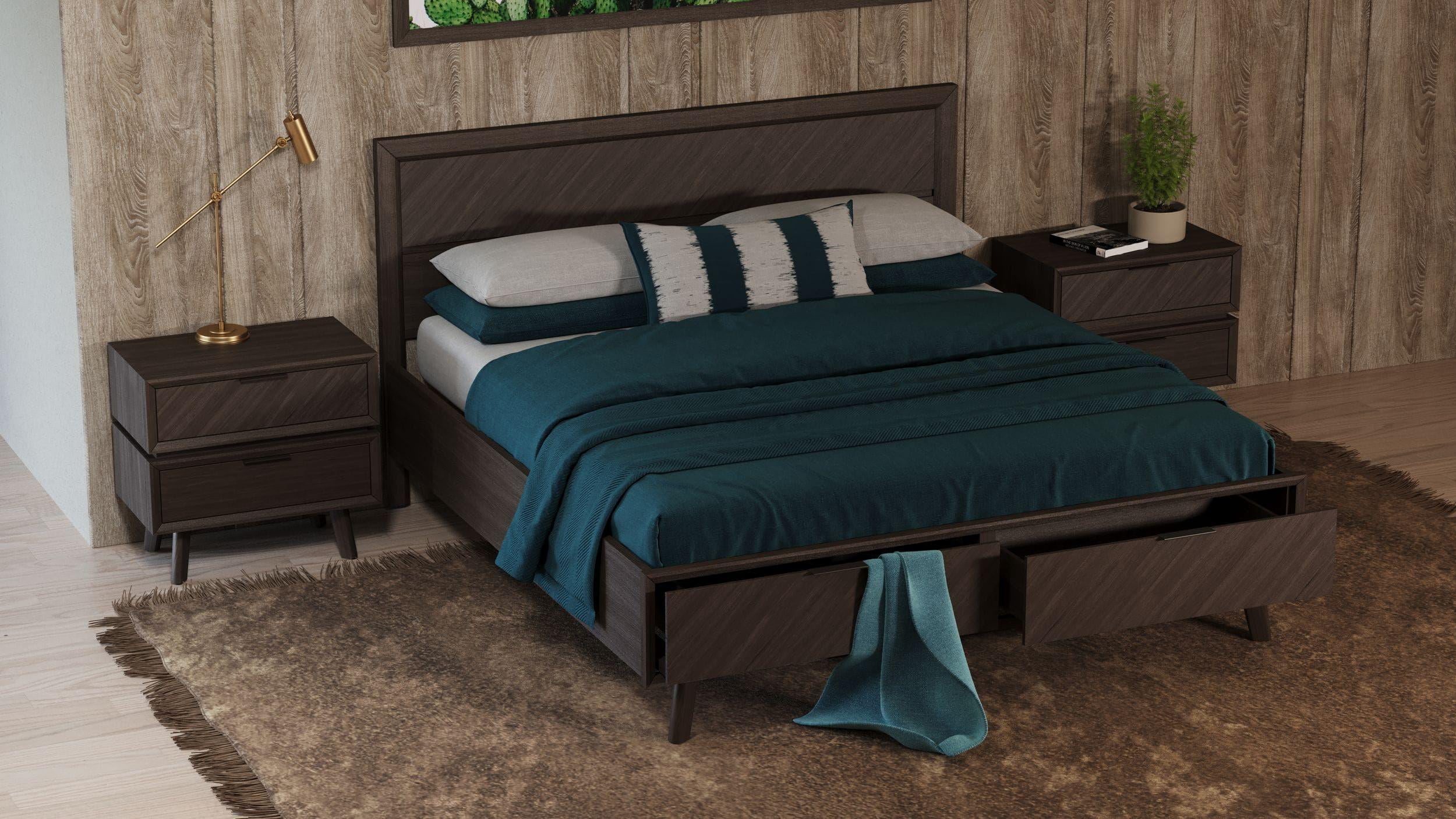 Mid-century Acacia King Size Bedroom Set 5Pcs Modern VIG Modrest Roger