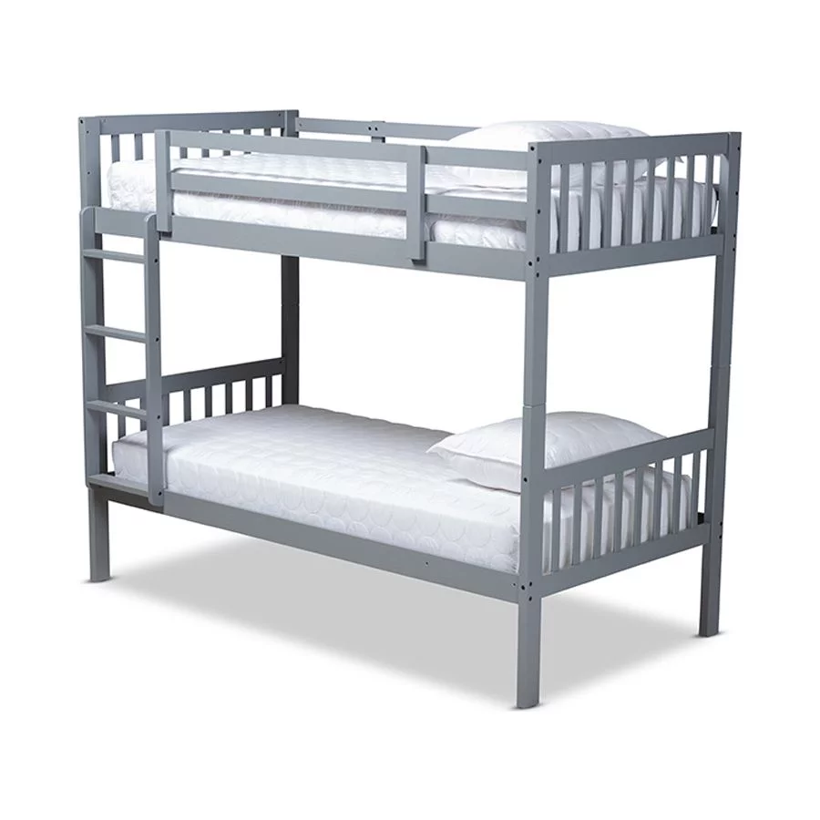 Baxton Studio Jude Modern and Contemporary Grey Finished Wood Twin Size Bunk Bed