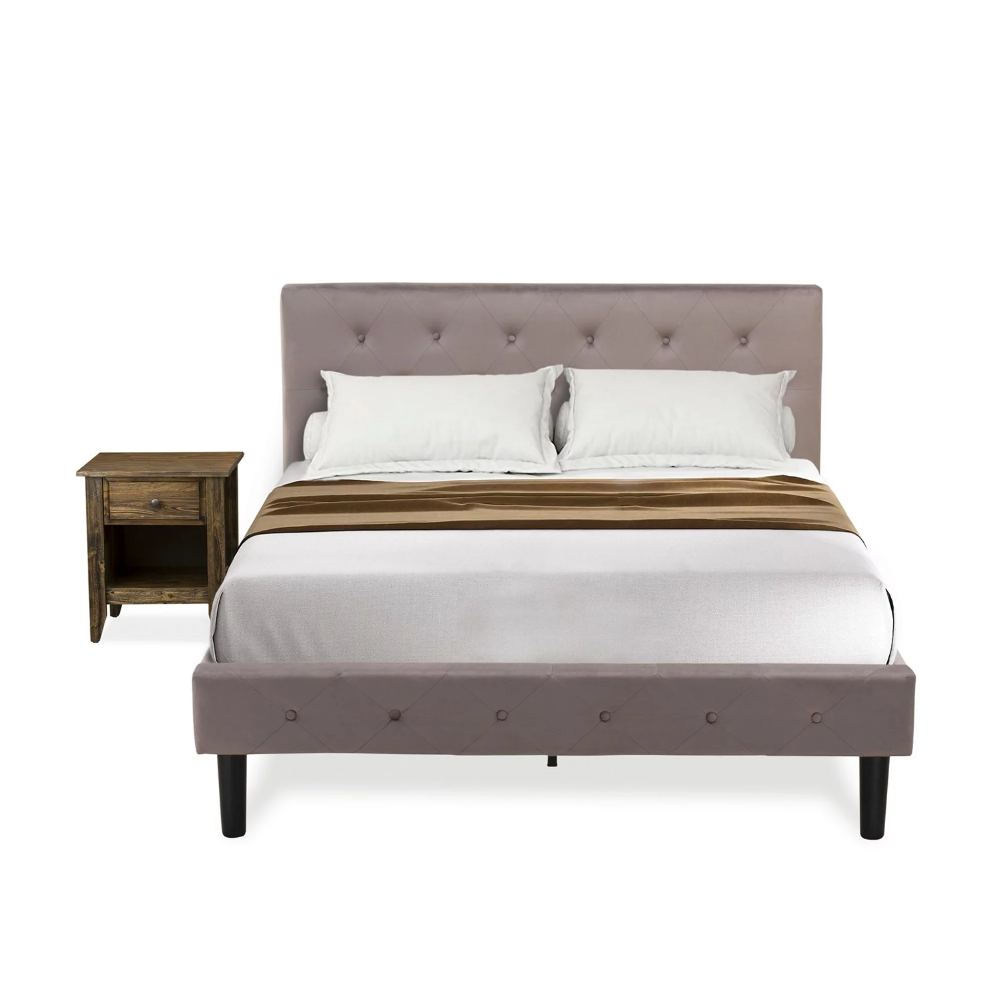 East West Furniture Nolan 2-Piece Wood Full Bedroom Set in Brown/Jacobean