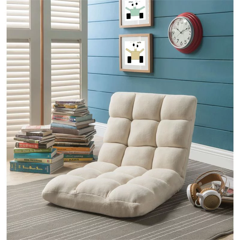 Microplush Modern Armless Quilted Recliner Chair with foam filling and steel tube frame - Beige