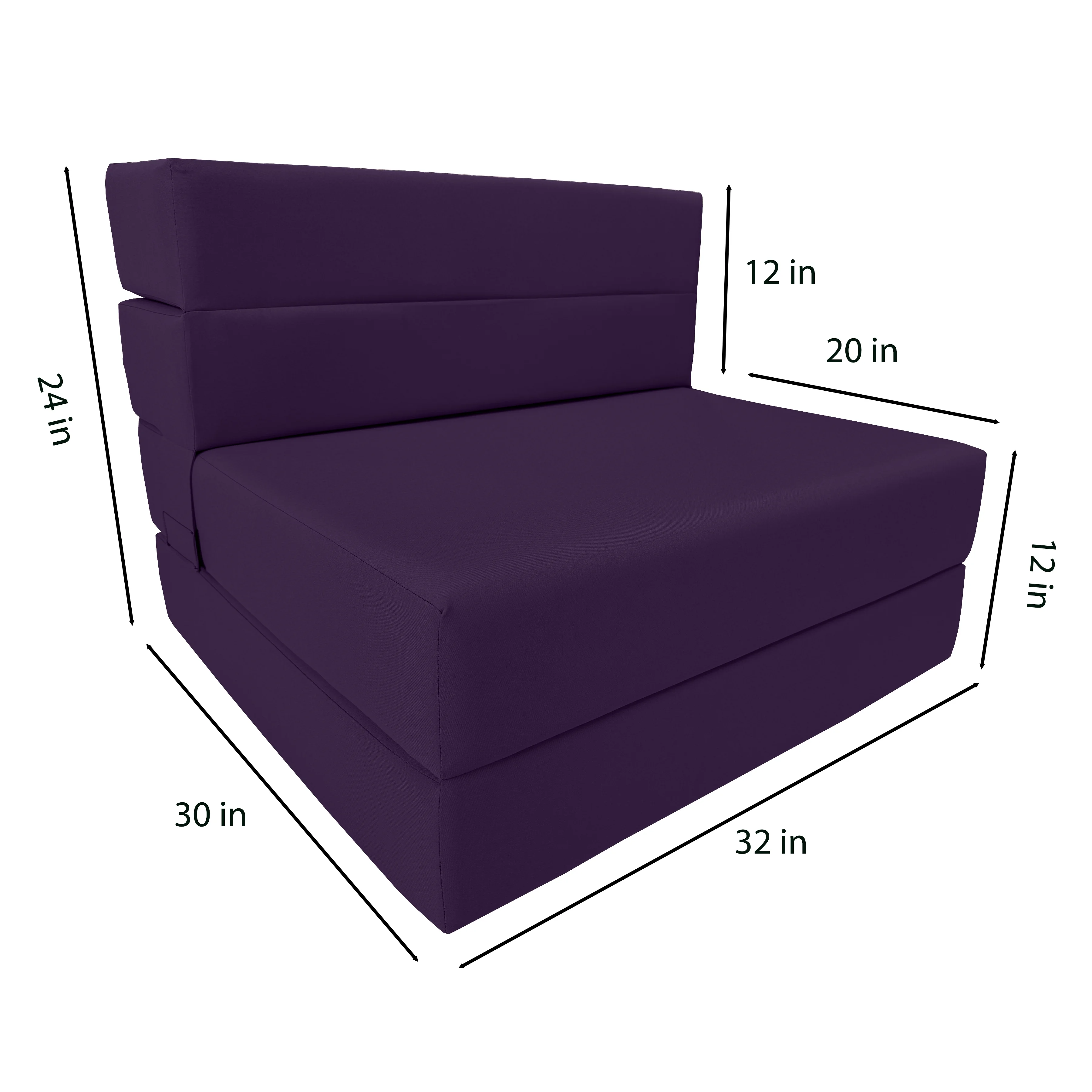 Lounger Folding Foam Mattresses, Portable Convertible Sofa Beds, Sleeper Flip Chairs, Purple 80 x 32 x 6