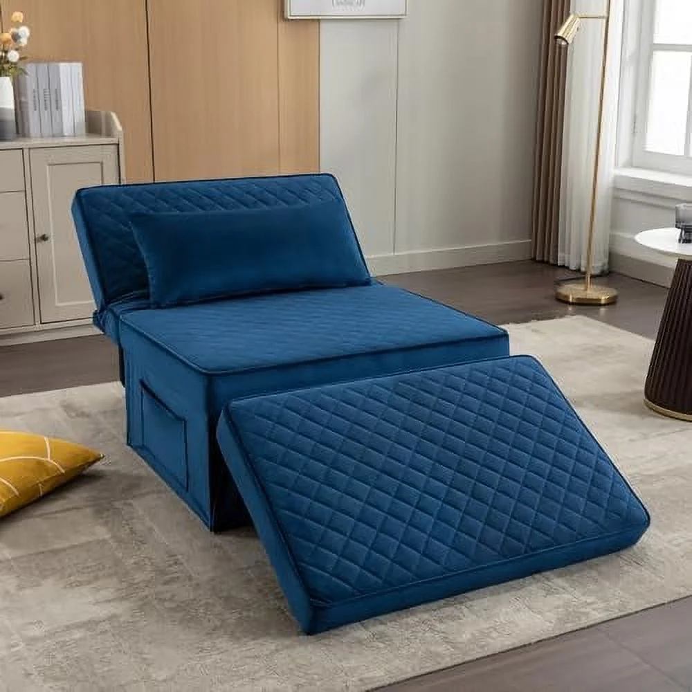 GEROBOOM Convertible Chair  Ottoman Bed  4 in 1 Multi- Folding Ottoman  Sofa Bed  Couch Bed with Adjustable Backrest  Sofa Bed Couch for Living Room Apartment Office  Imitation Flannel  P