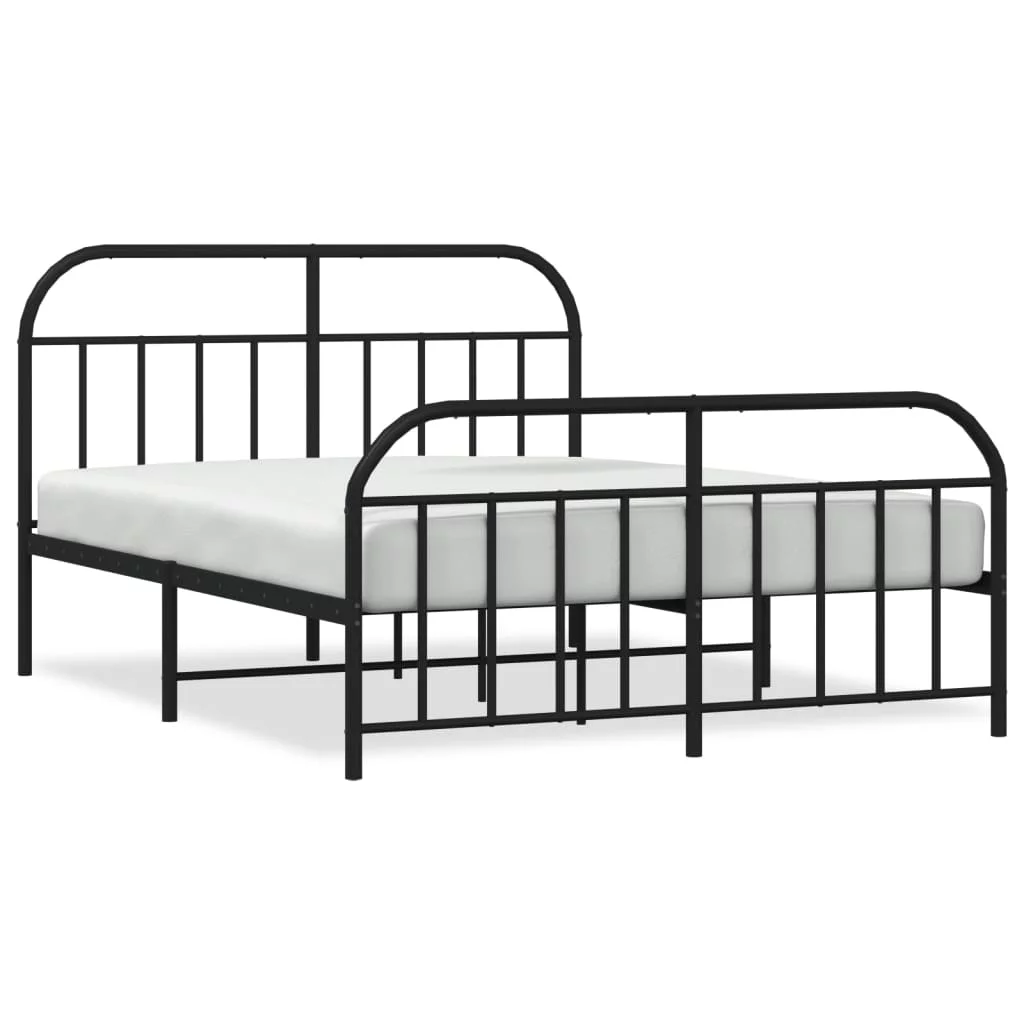 Htovila Metal Bed Frame with Headboard and Footboard Black 72