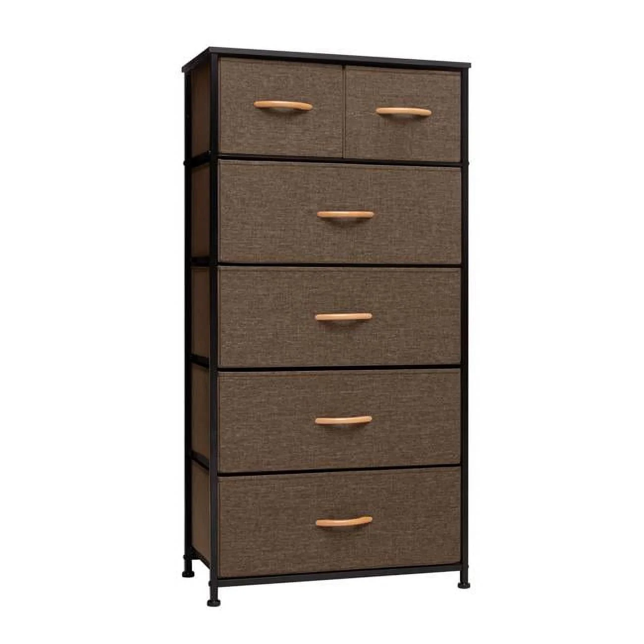HomeRoots 484710 23 in. Brown Steel & Fabric Six Drawer Combo Dresser