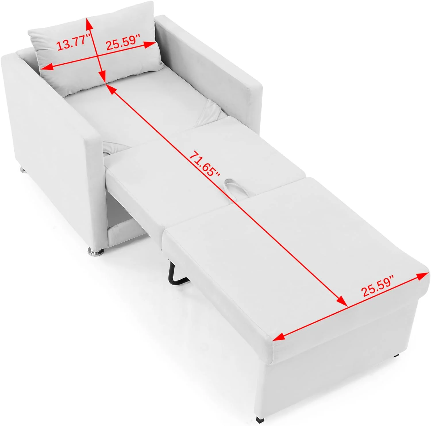 Covertible Sofa Bed With Pillow, Velvet Upholstered Sigle Sofa Chair For Livig Room, Office, Bedroom, Grey