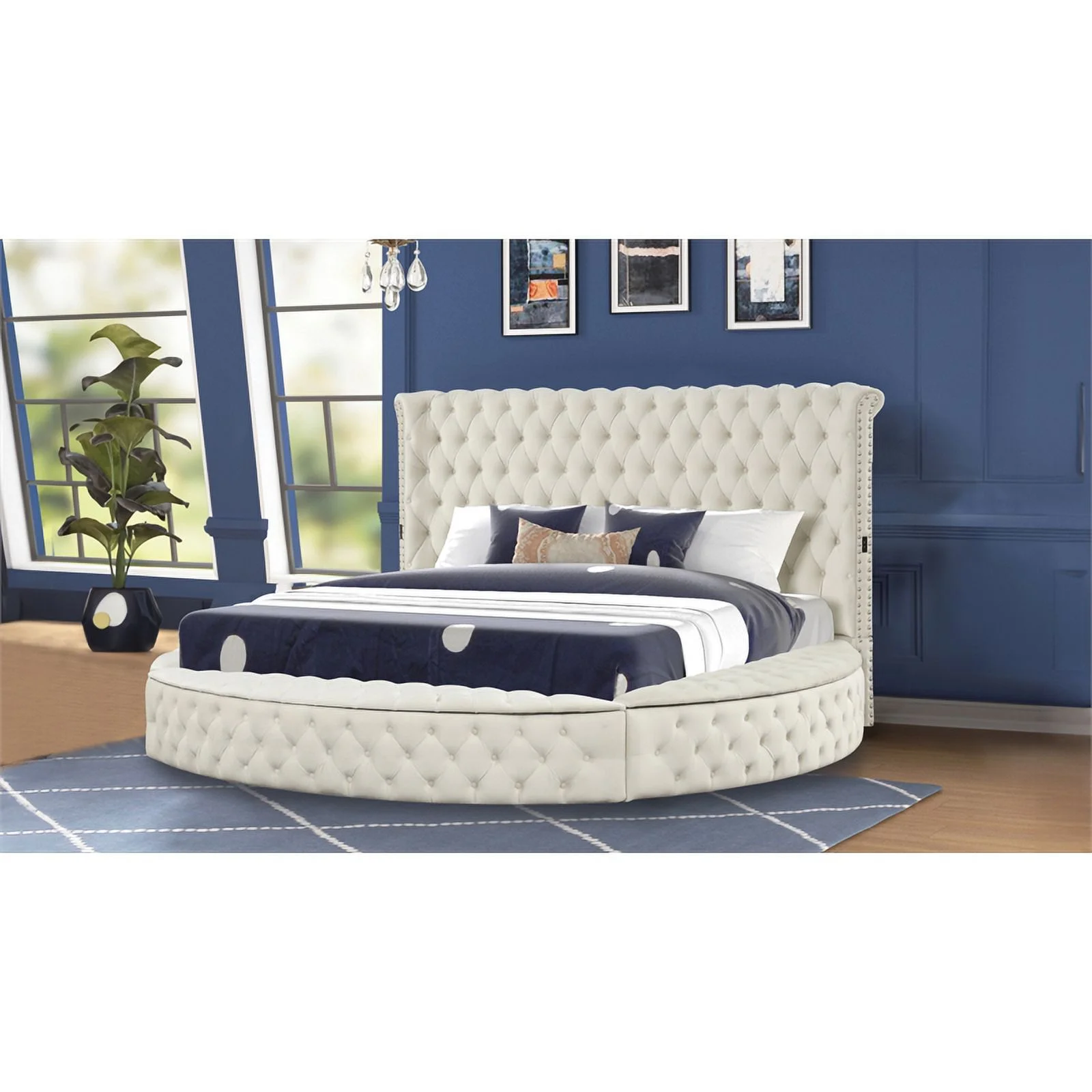 Pemberly Row King Tufted Upholstery Storage Bed made with Wood in Cream