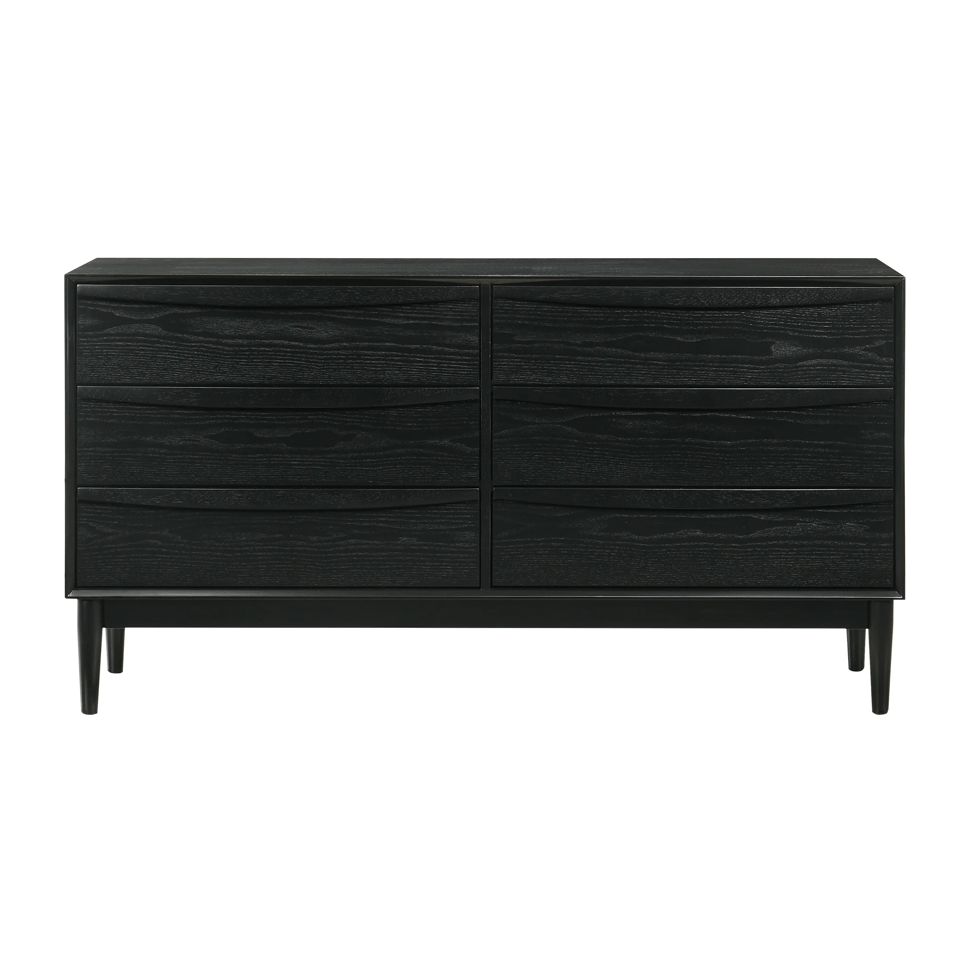 Artemio 6 Drawer Wood Dresser in Black Finish