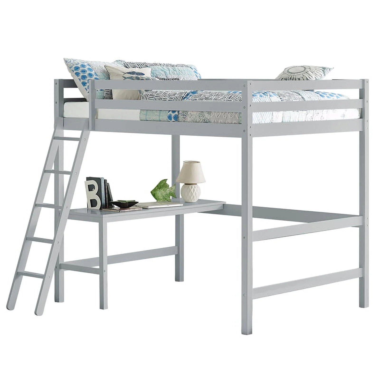 Rosebery Kids Modern / Contemporary Caspian Wood Full Loft in Gray Finish