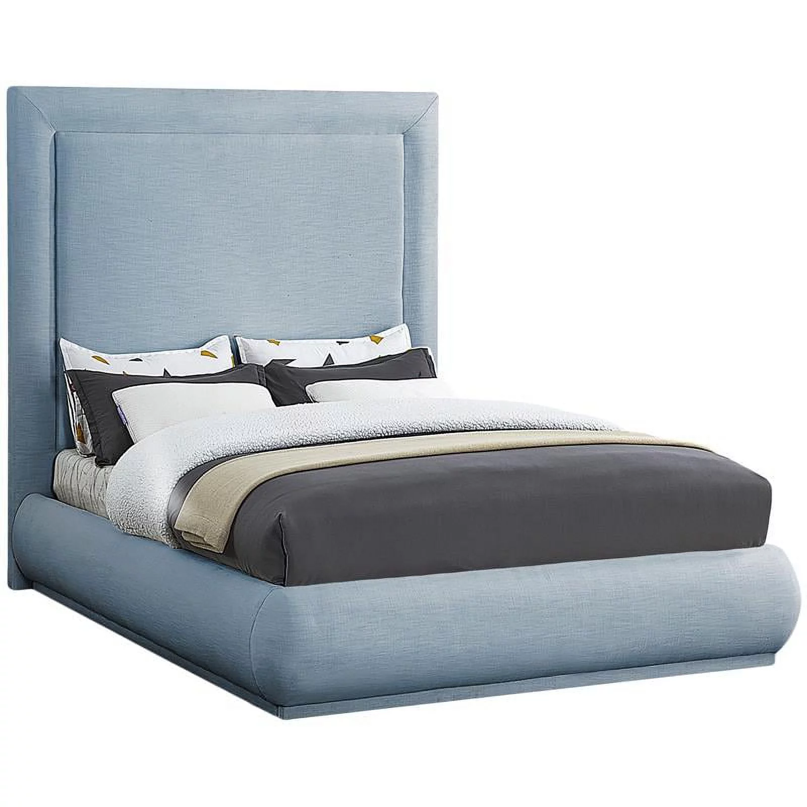 Meridian Furniture Brooke Light Blue Linen Textured Fabric King Bed