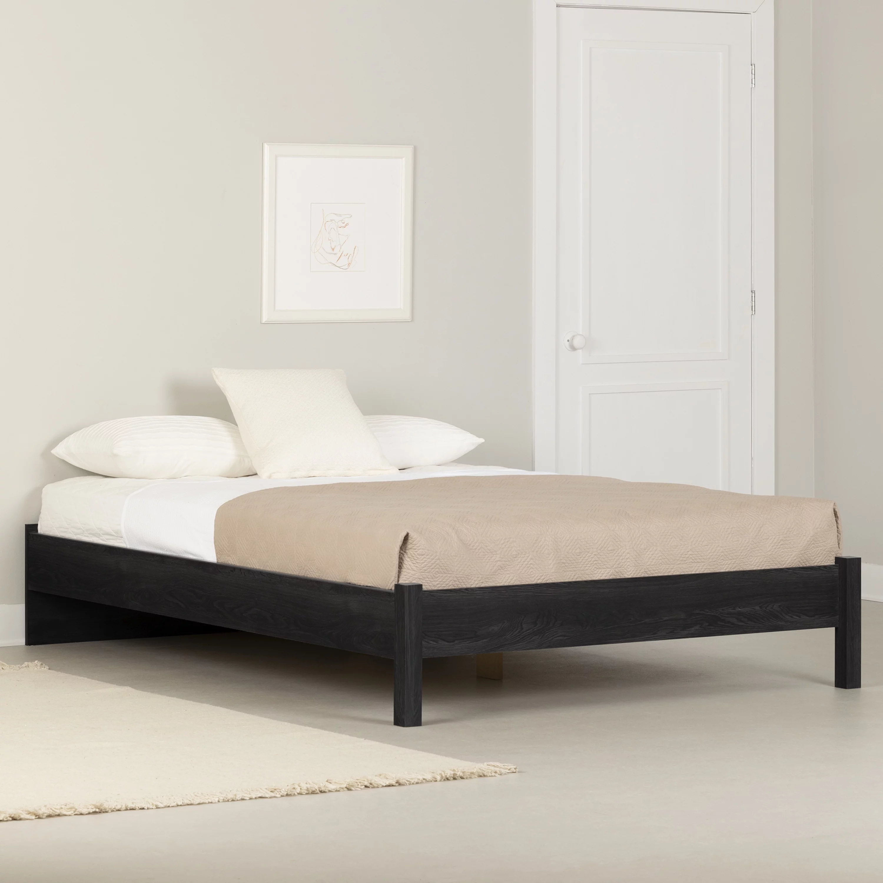 South Shore Holland Queen Platform Bed Gray Oak