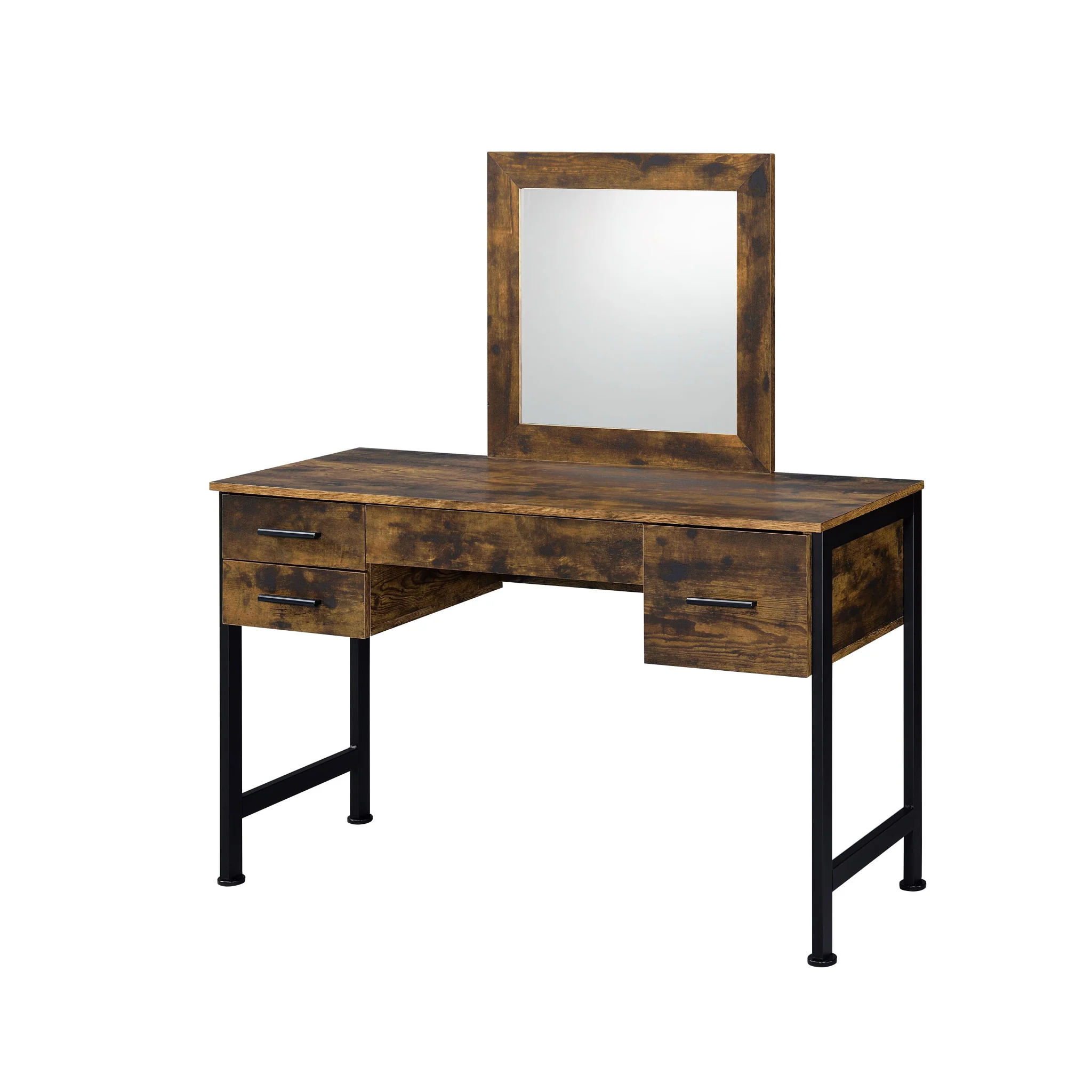 53 Rustic Oak  Black Finish Dresser Mirror