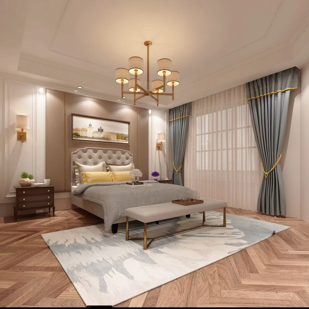 HomeDirect Queen Bed Frame with Diamond Button Linen Headboard, Upholstered Platform Bed with Sturdy Wood Slat Support