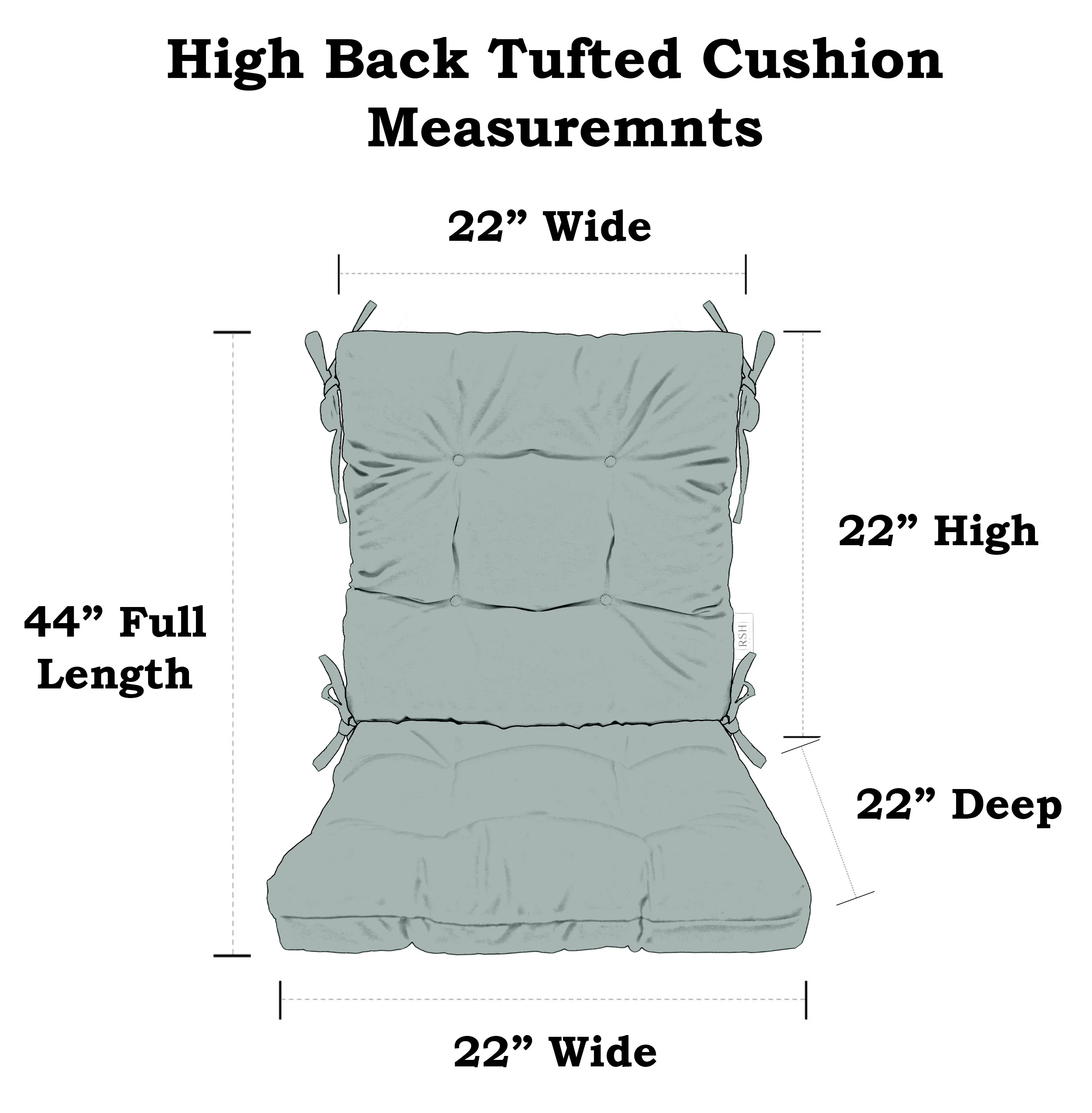 RSH Décor Indoor Outdoor Tufted High Back Chair Cushion, Hunter Green