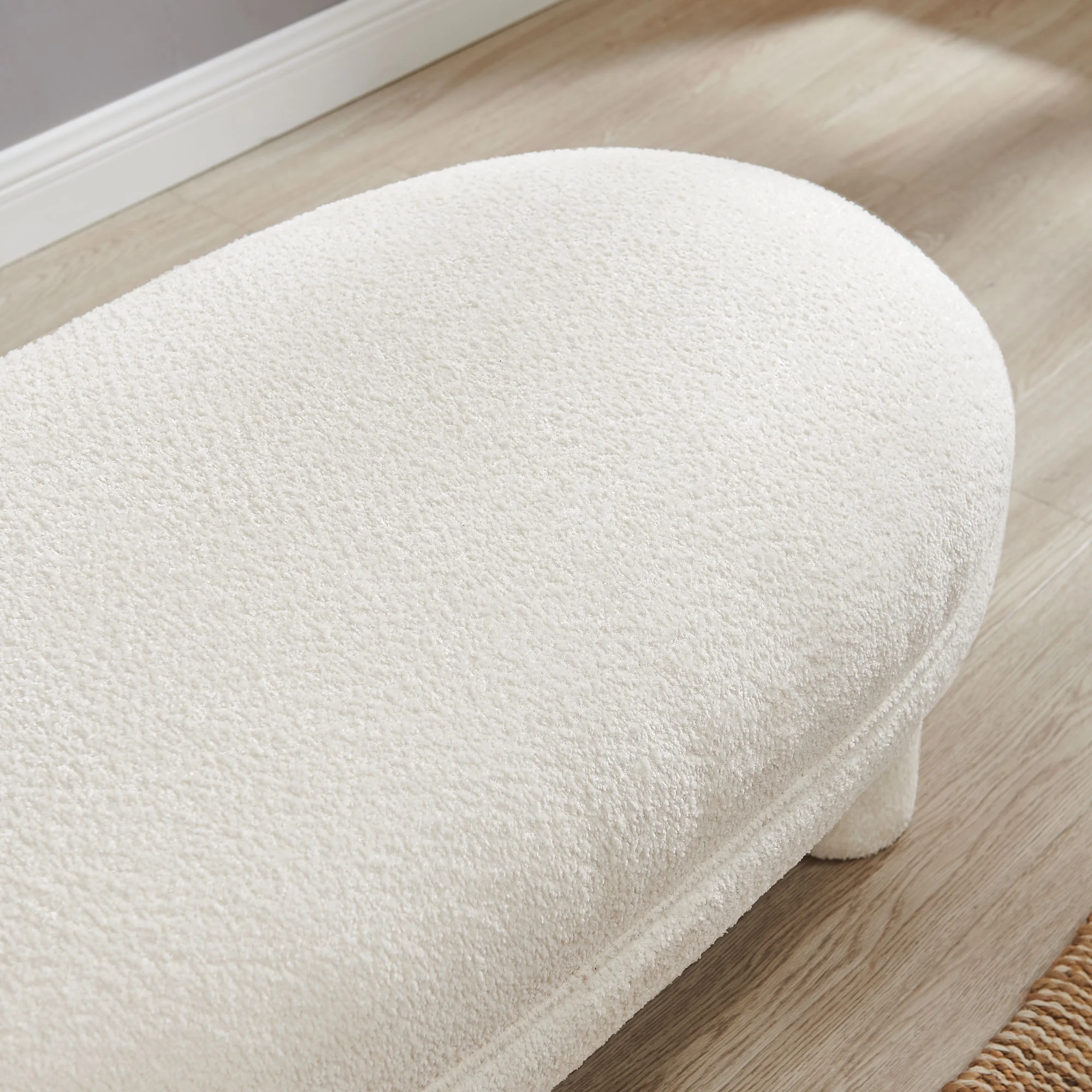 VANOMi 44.9 Inch Large Ottoman, Modern Upholstered Foot Rest Stool, Which can be Placed at The End of The Bedroom Bed and Living Room Entryway as a Bench, White