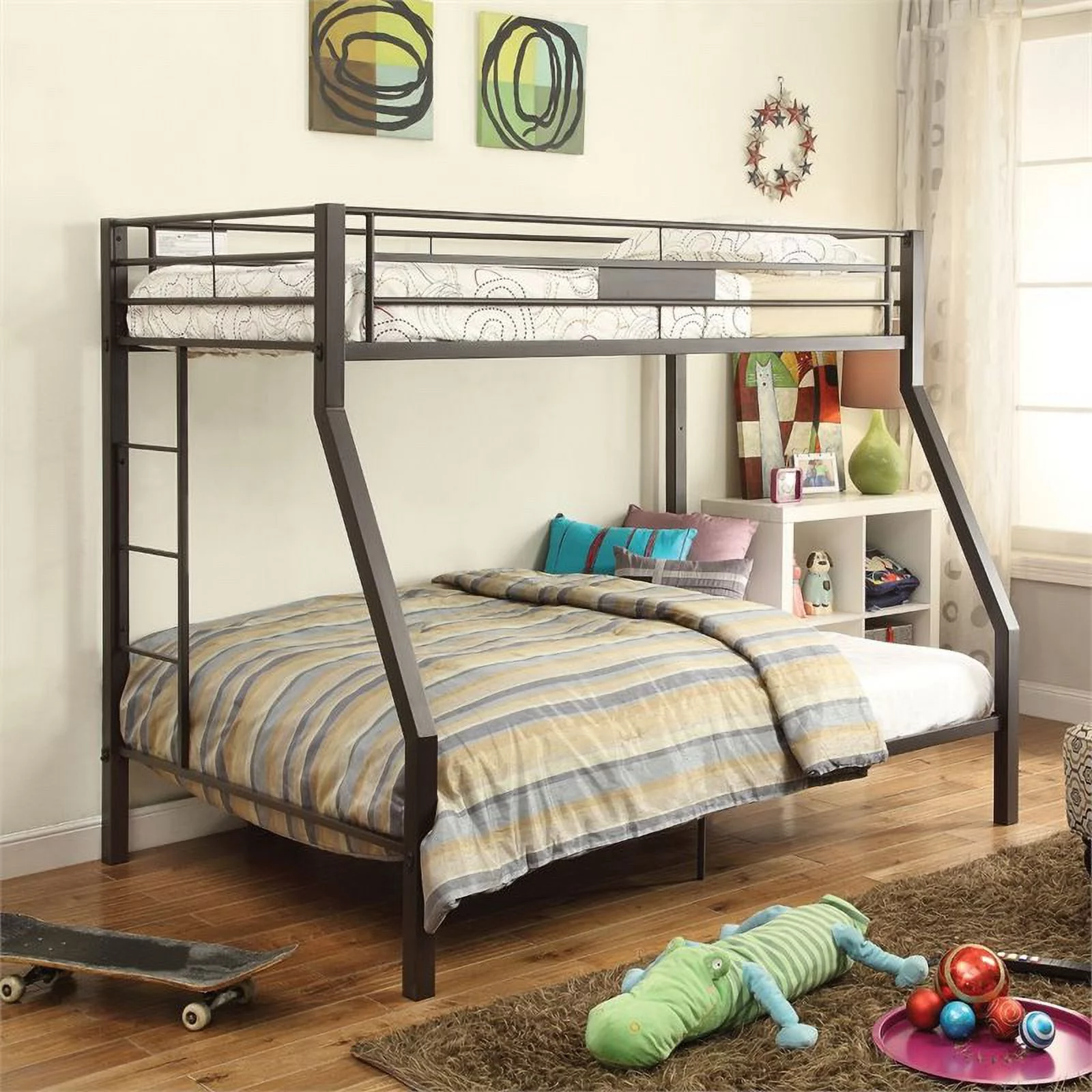 Bowery Hill Twin over Full Bunk Bed in Brown