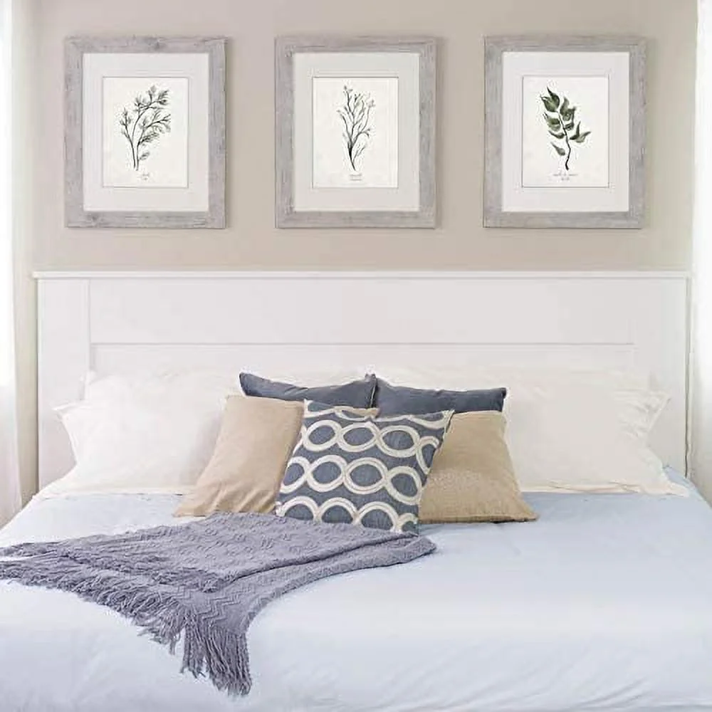 Traditional King Flat Panel Wood Headboardwith Pre-Drilled Holes For Height Adjustment, Thickened Wooden Bed Backboard In White