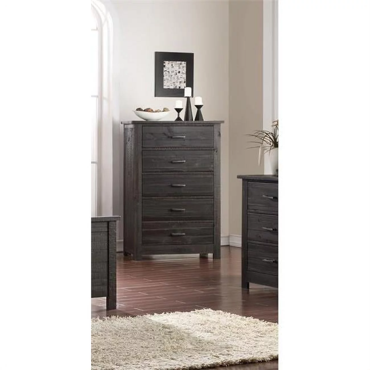Inroom Furniture Designs B190-151 Wood 5 Drawer Kids Bedroom Chest - Rustic