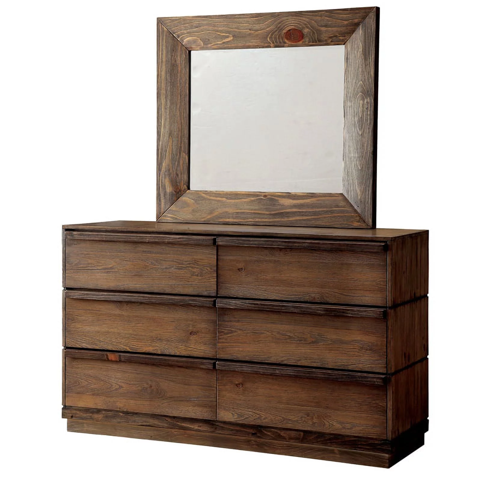 Bowery Hill Farmhouse Wood 6-Drawer Dresser in Rustic Natural Tone