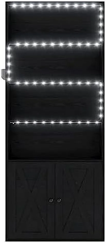 KHBIULIFE Tall Bookcase with LED Lights 70 in Industrial Bookshelf Display Floor Standing for Home Office Living Room Bed Room