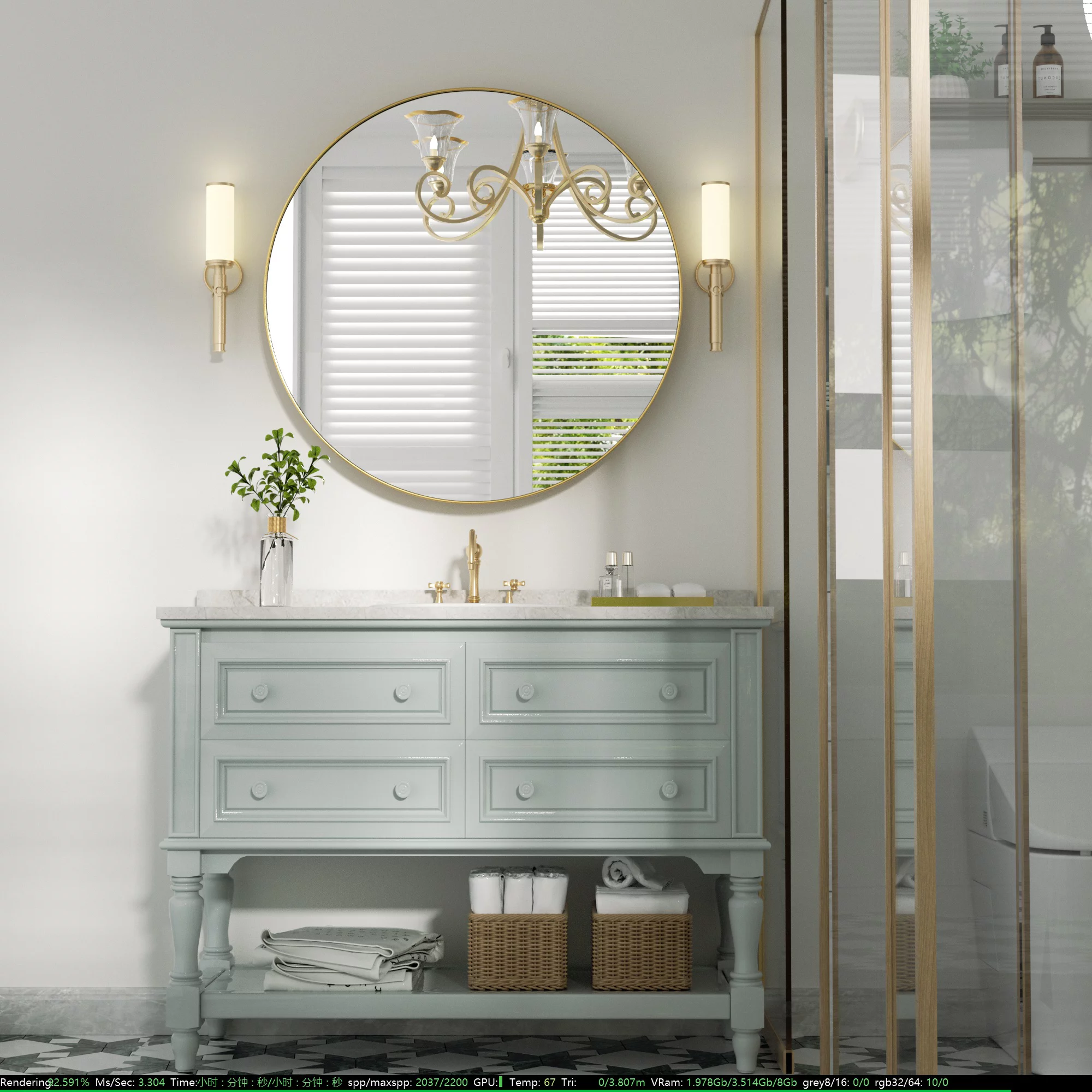 Clavie Bathroom Mirror, 30x30 Bathroom Wall Mirror, Round Bathroom Vanity Mirror, Framed Mirror with Metal Frame