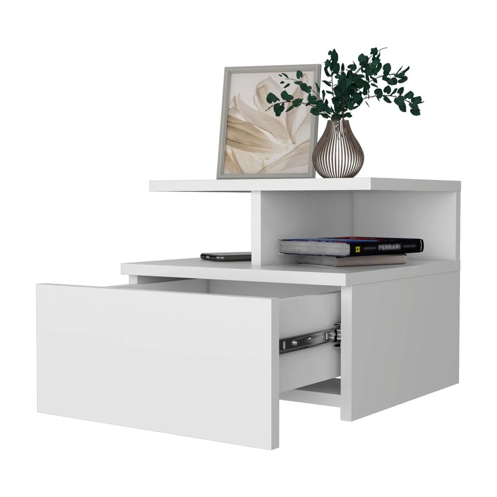 FM FURNITURE LLC Augusta Floating Nightstand ,White