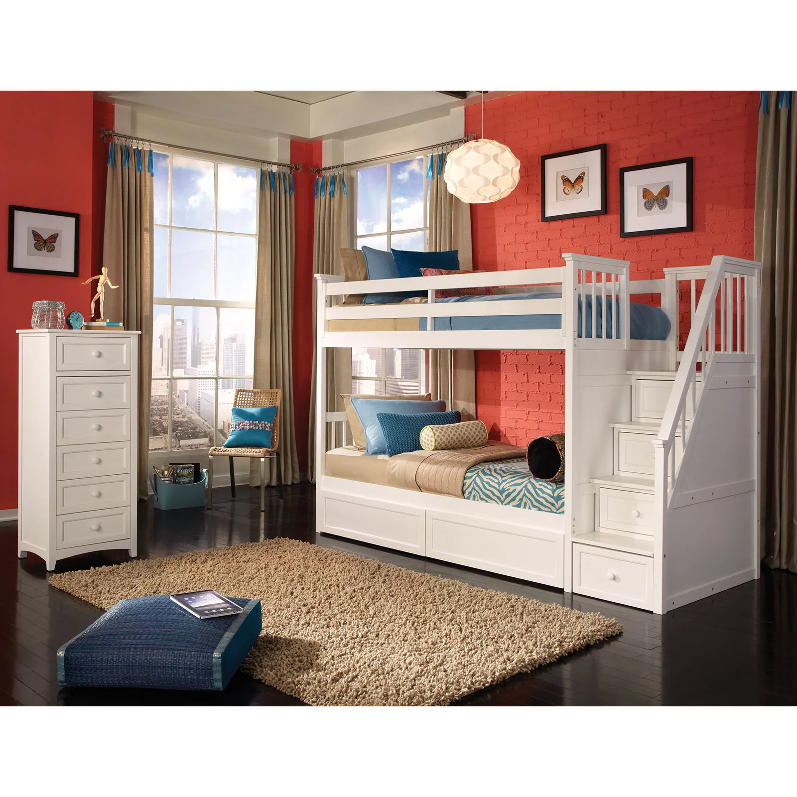 Hillsdale Kids and Teens School House Stair Bed Bunk - White Finish