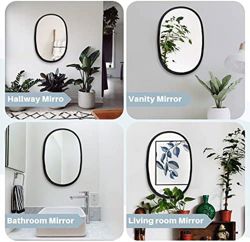 NLIBOOMLife Space Art   24"x36" Grey Oval Wall Mirror - Grey Oval Frame Mirror - Large Modern Decor Mirror for Bathroom  Vanity  Bedroom  Dresser - Mount Horizontally or Verticall