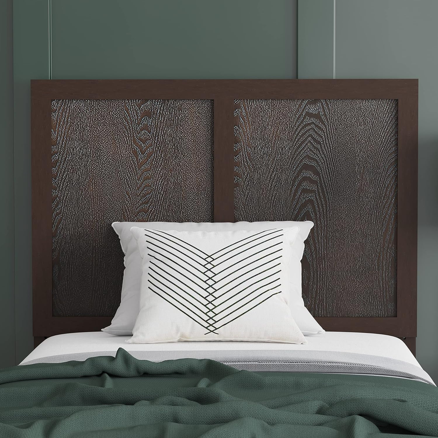 Omar Size Two Panel Wooden Adjustable Headboard In Dark Brown