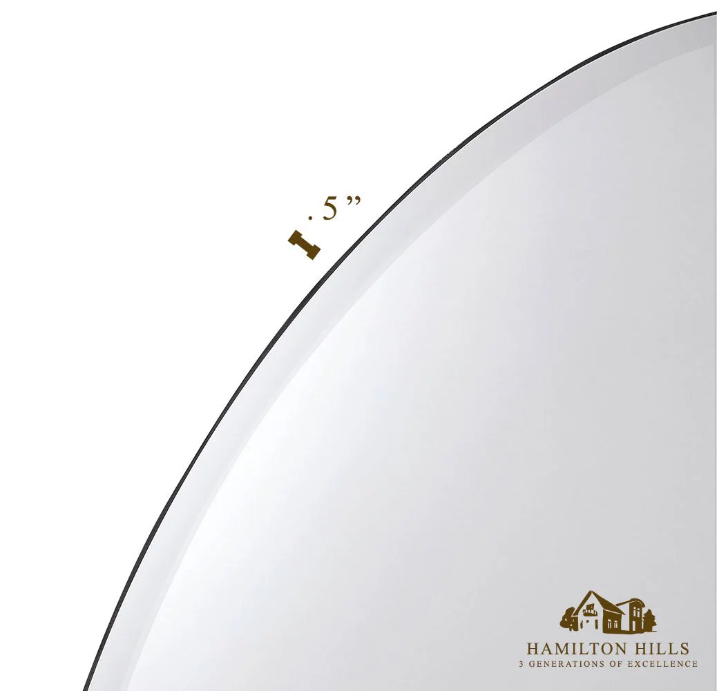 Hamilton Hills Large Simple Round 1 Inch Beveled Circle Wall Mirror Frameless