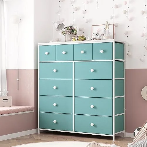 xrboomlife Dresser for Bedroom with 12 Drawers  Dresser Organizer for Bedroom  Black Dresser with Wooden Top and Metal Frame  Bedroom Dressers & Chests of Drawers for Bedroom  Closets