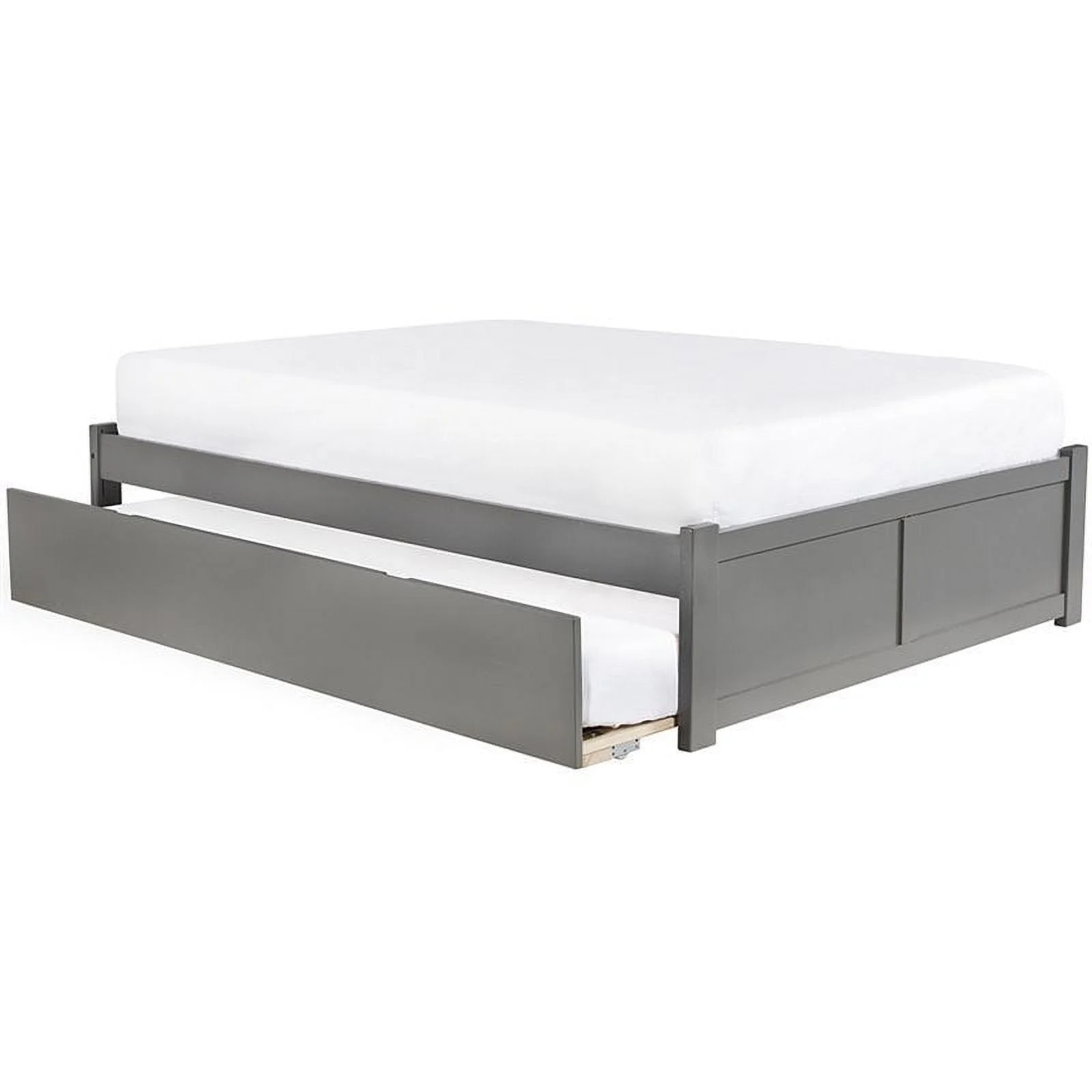 Bowery Hill Traditional Wood Full Mates Bed with Trundle in Gray