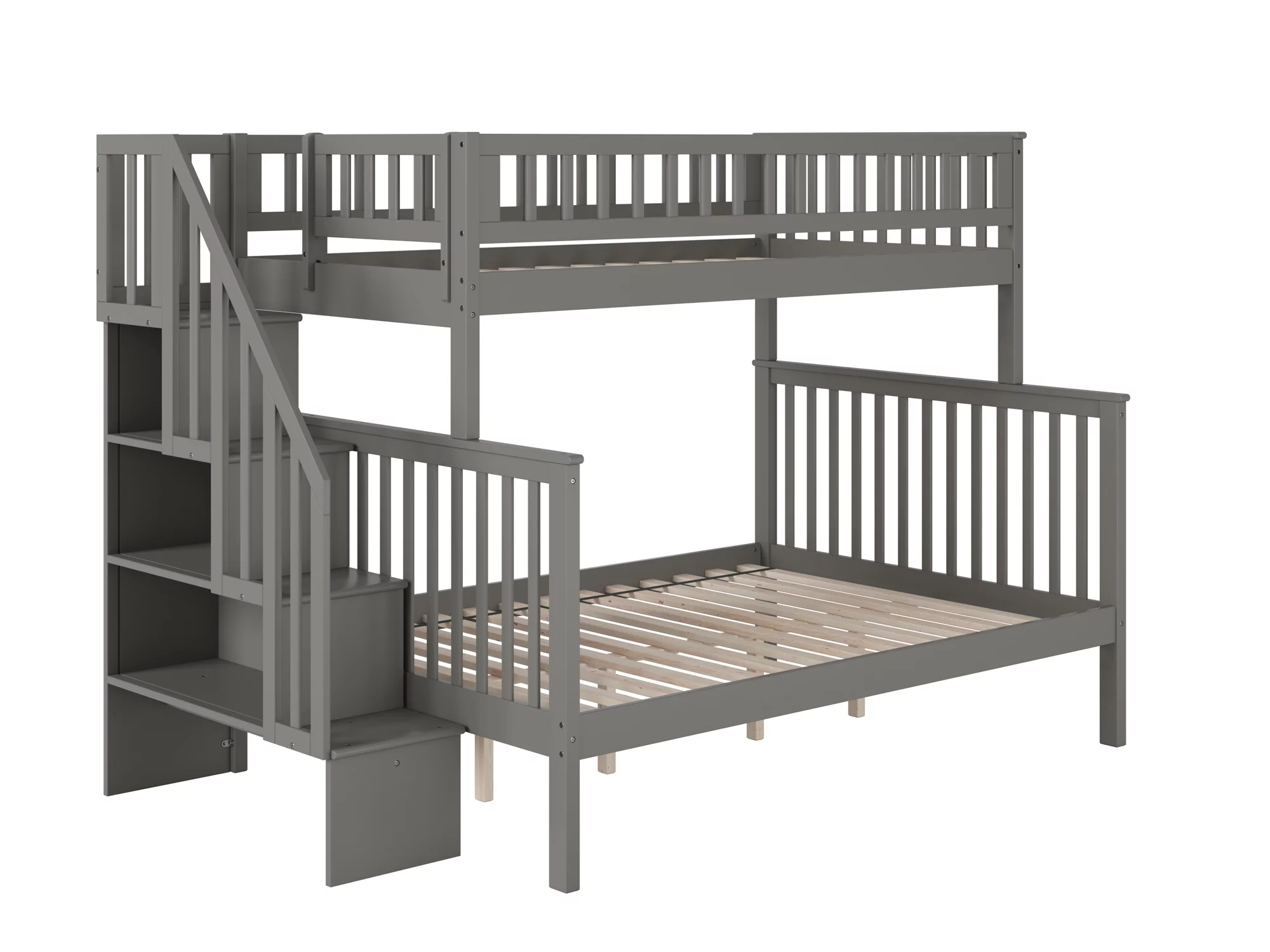 Woodland Staircase Bunk Bed Twin over Full in Grey