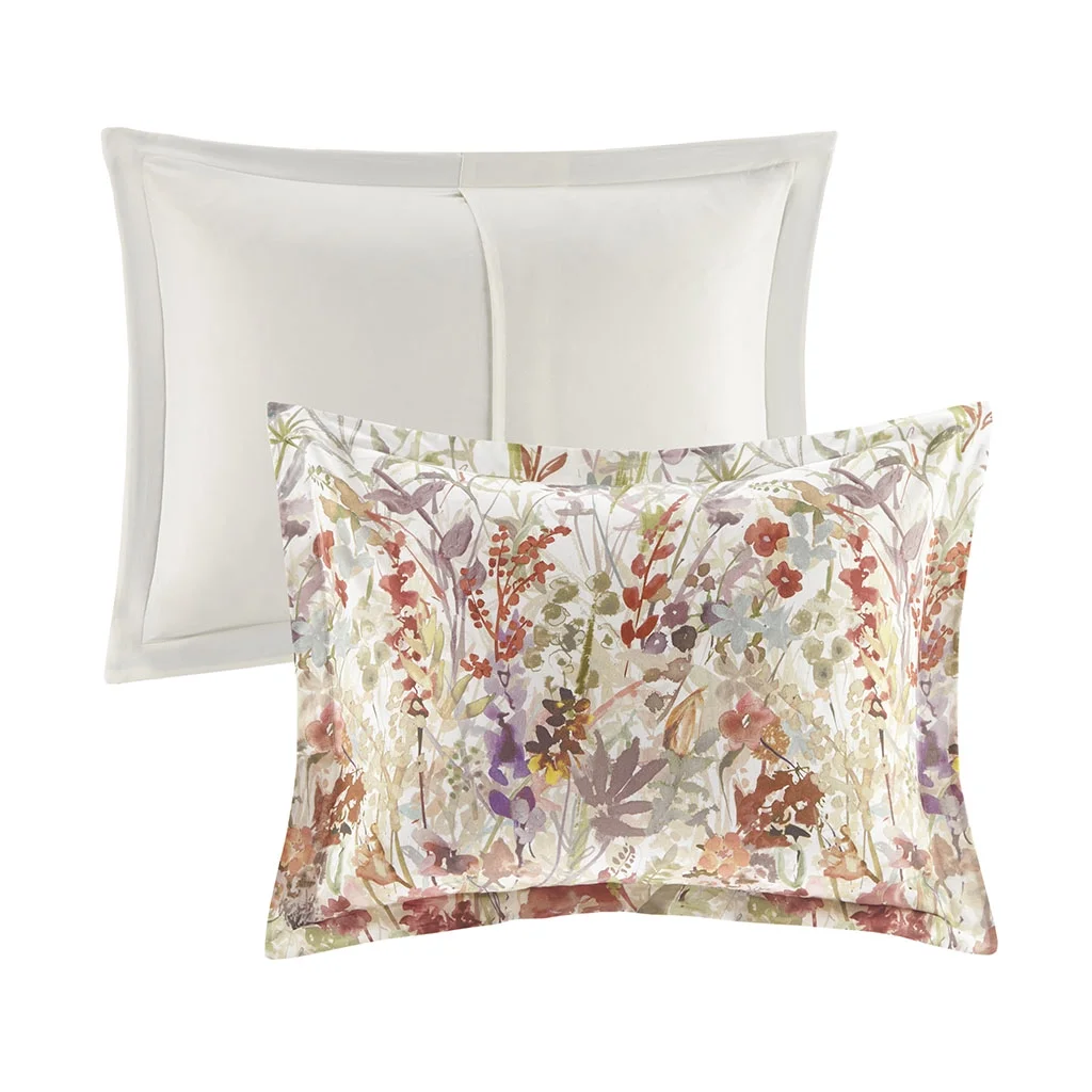 Gracie Mills Millicent 7-Piece Watercolor Floral Cotton Comforter Set - GRACE-13276
