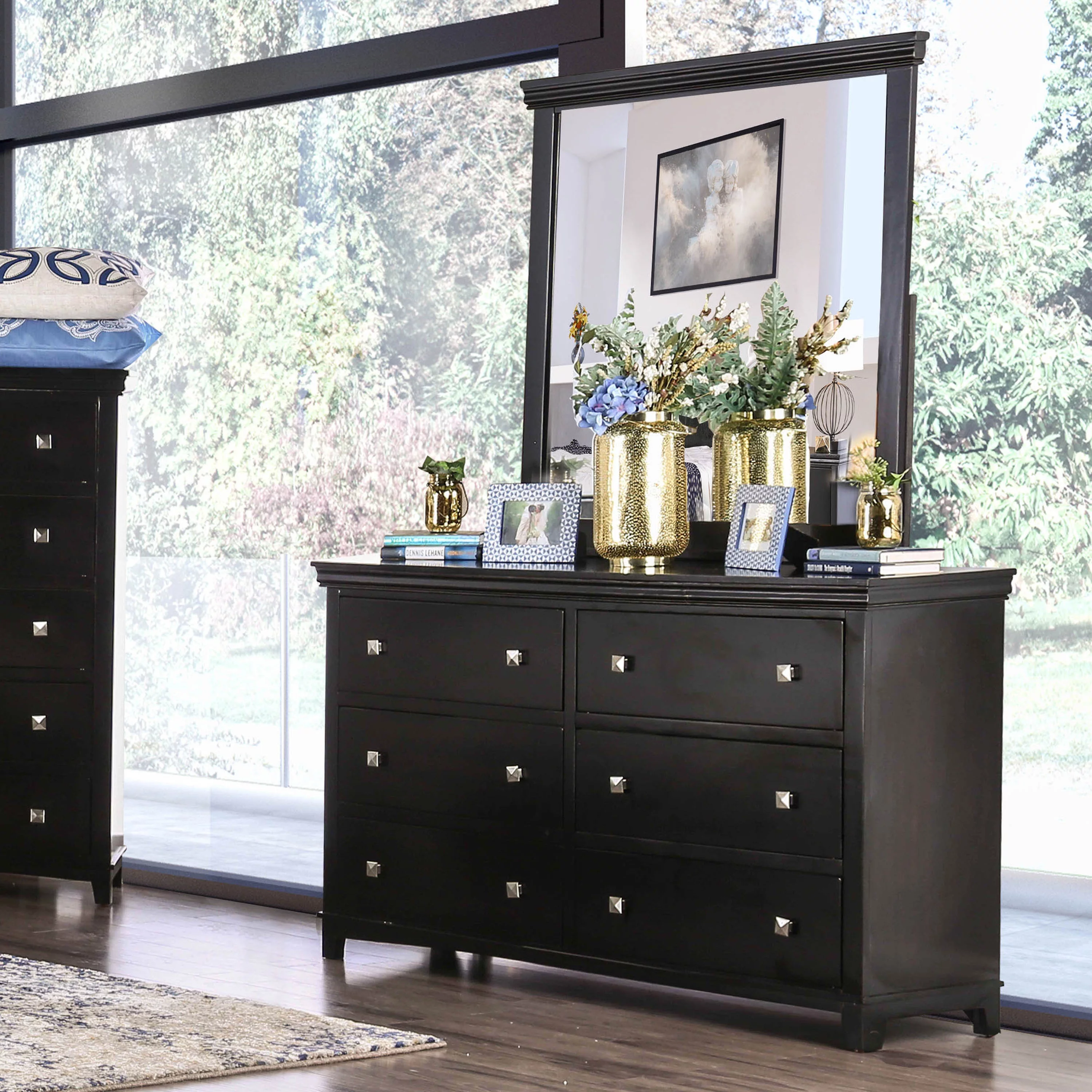 Furniture of America Katherine 2-Piece Dresser and Mirror Set, Espresso