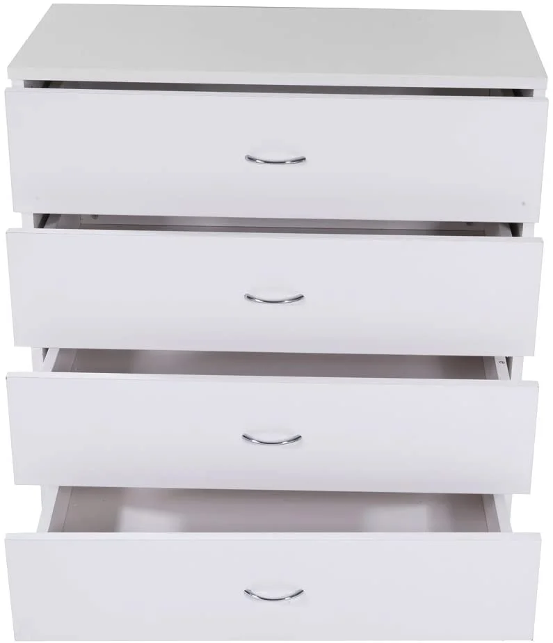 RUNFAYBIU Nightstand with 4 Drawers Wood Vertical Dresser Tower Bedside Bedroom End Table Chest for Home Office White