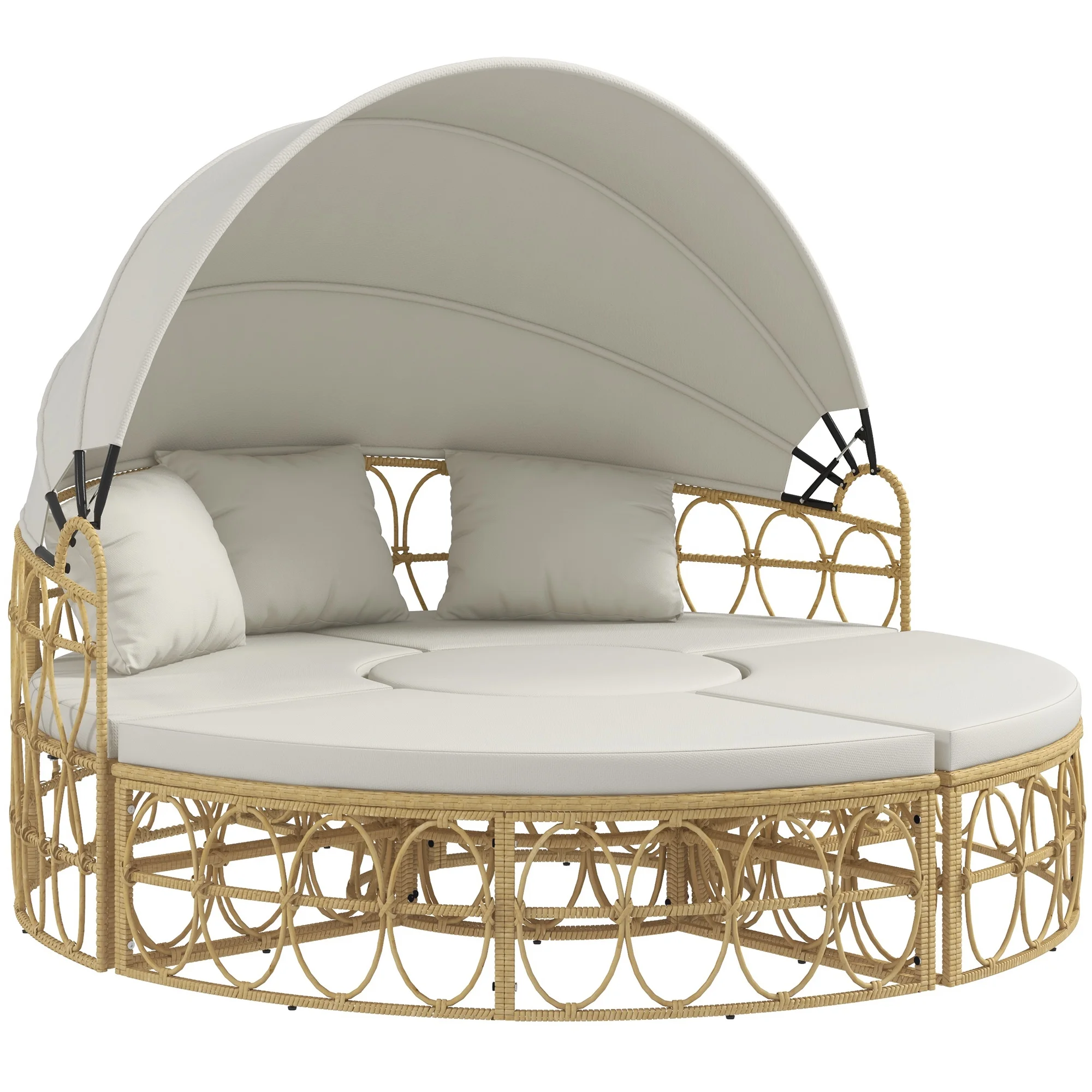 Outsunny Patio Furniture Set w/ Cushions, Outdoor Daybed w/ Canopy, White